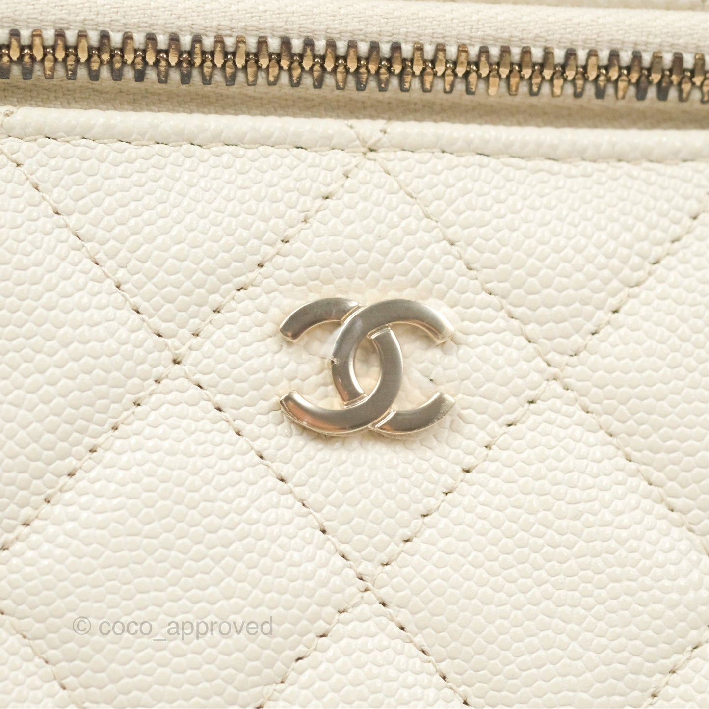 Chanel Classic Vanity With Chain Ivory Caviar Gold Hardware