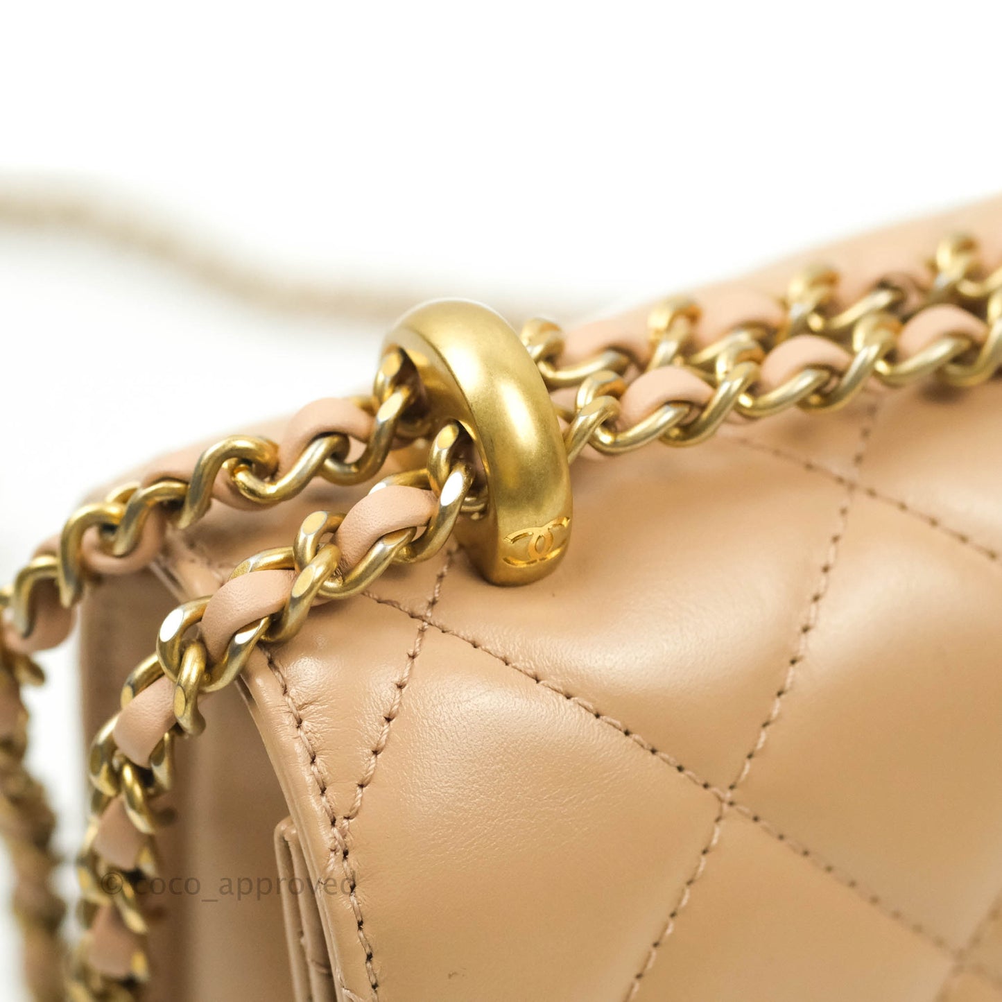 Chanel Quilted Mini Perfect Fit Adjustable Beige Calfskin Gold Hardware 21A