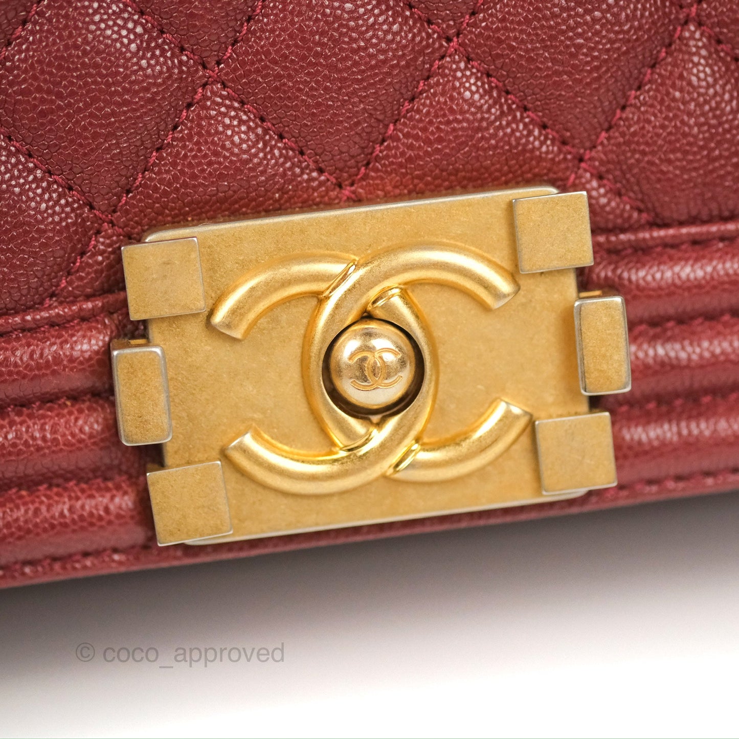 Chanel Quilted Medium Boy Burgundy Caviar Aged Gold Hardware
