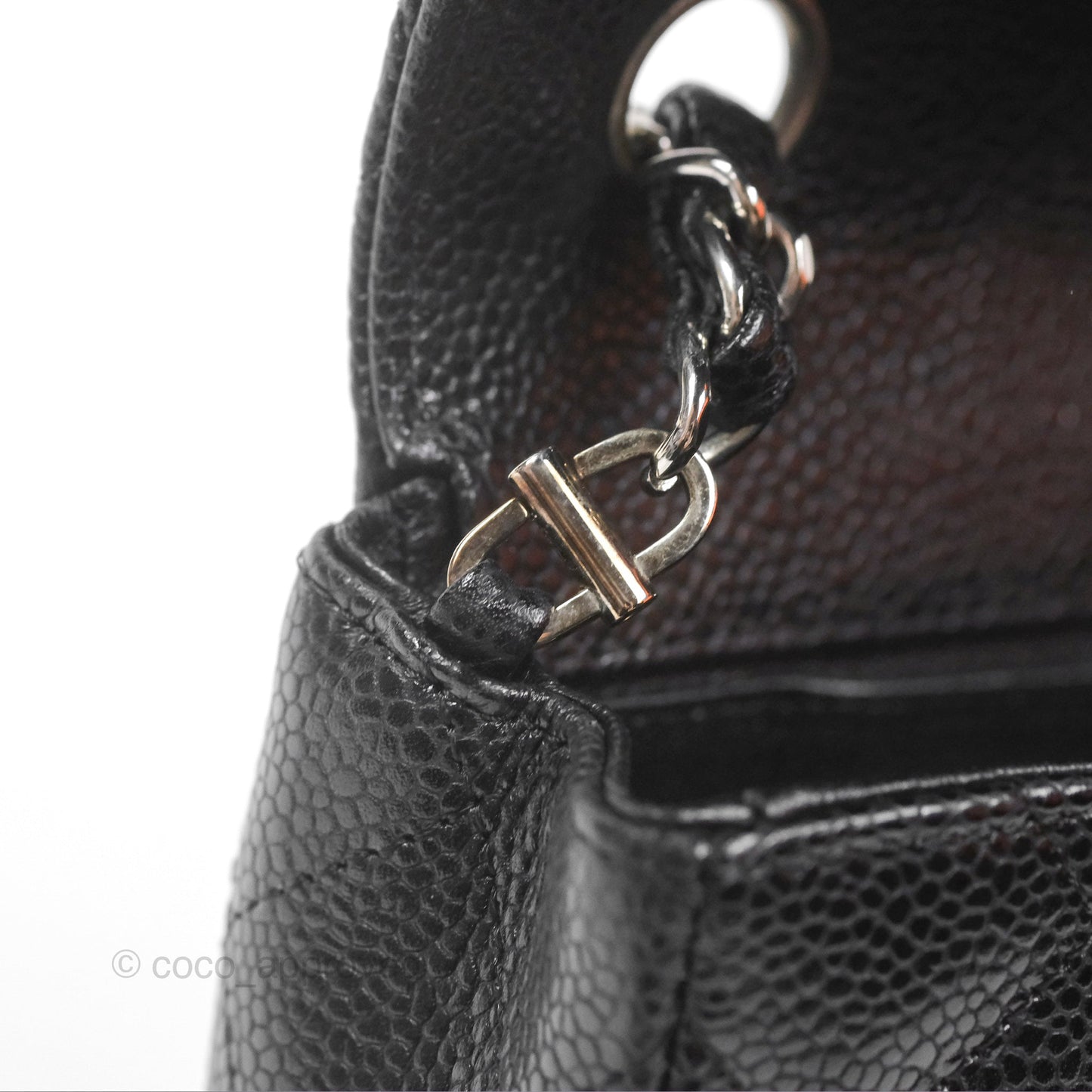 Chanel East West Flap Bag Black Caviar Silver Hardware