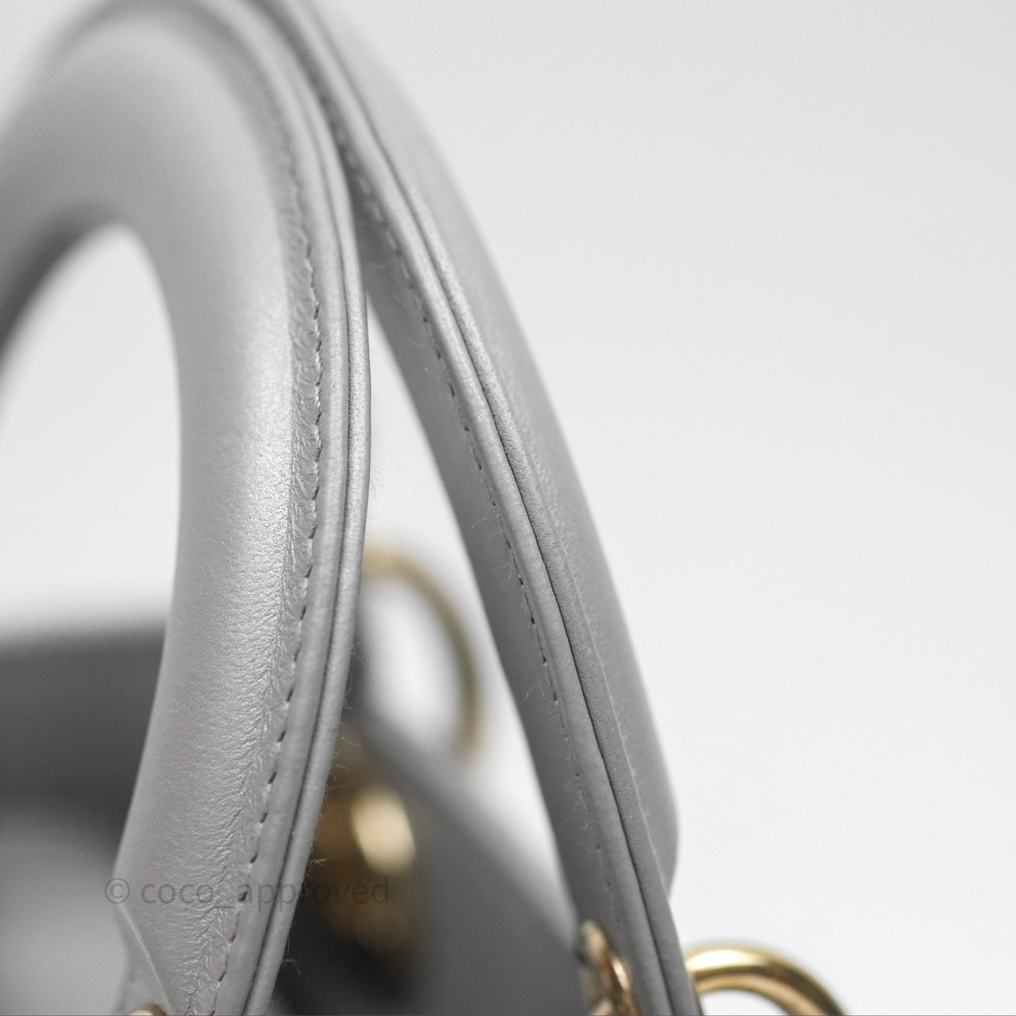Christian Dior Mini Lady Dior Iridescent Grey Lambskin Cannage Gold Hardware