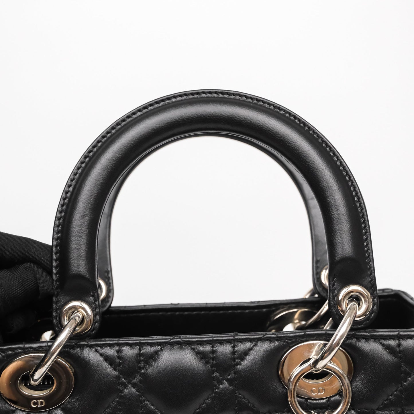 Christian Dior Medium Lady Dior Black Lambskin Silver Hardware