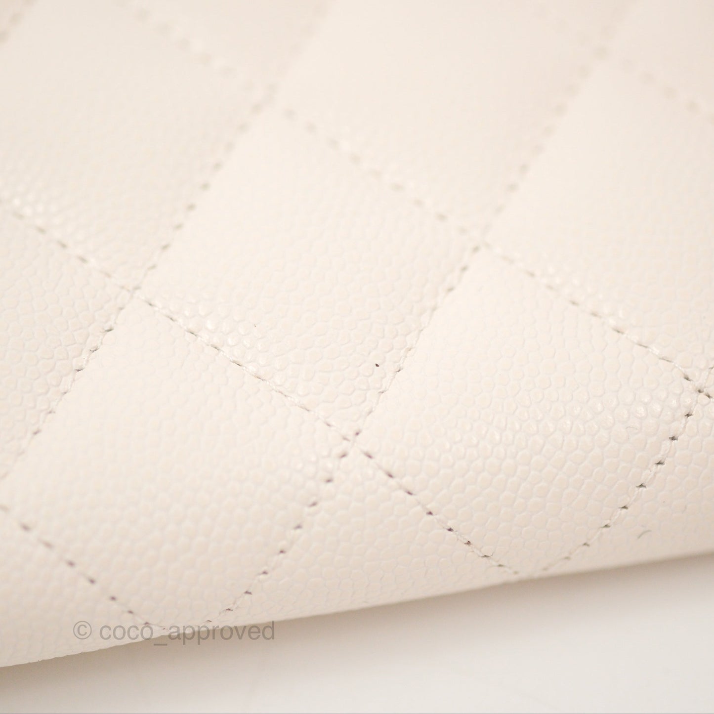 Chanel Quilted Zip Long Wallet White Caviar Silver Hardware