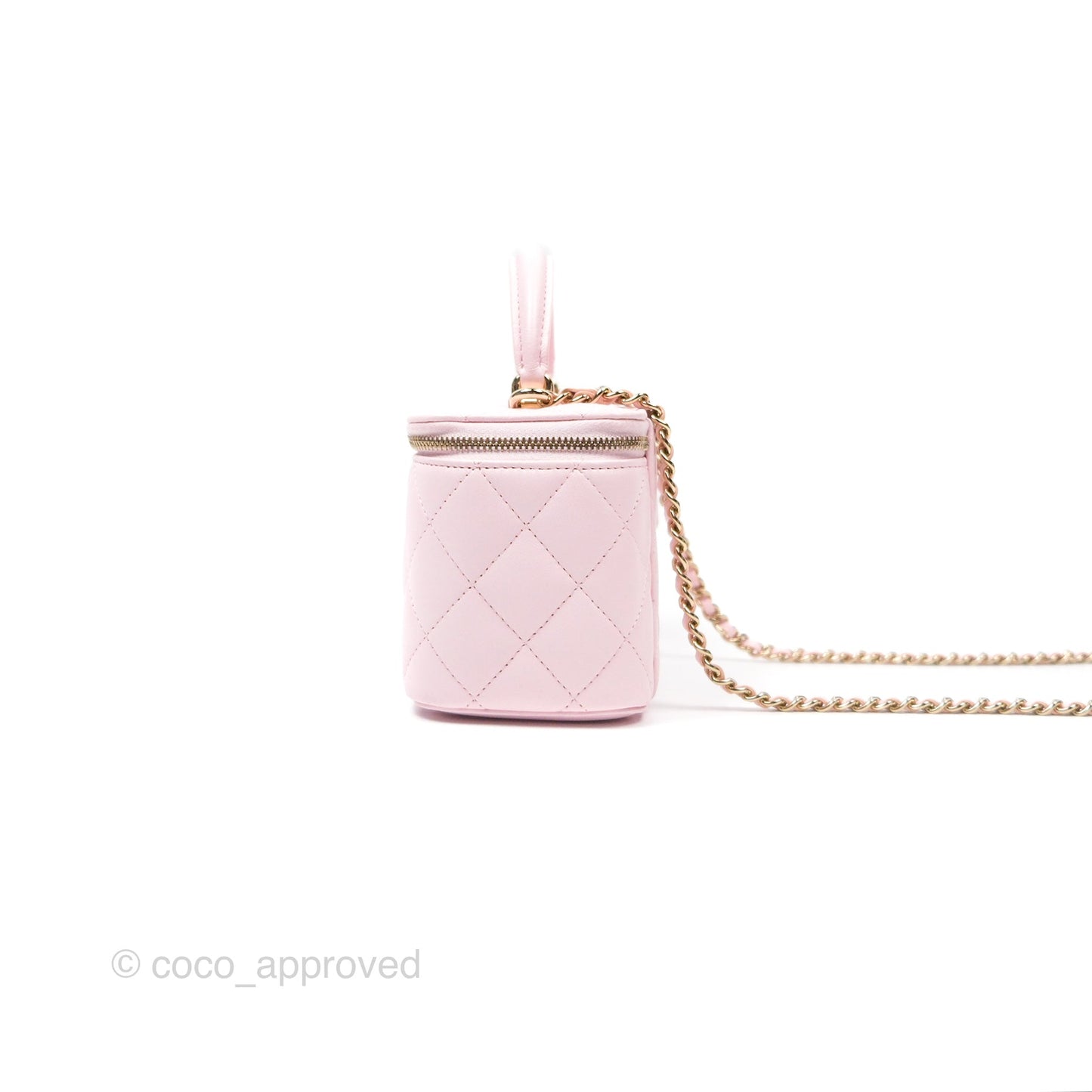 Chanel Vanity Rectangular Top Handle Pink Lambskin Gold Hardware