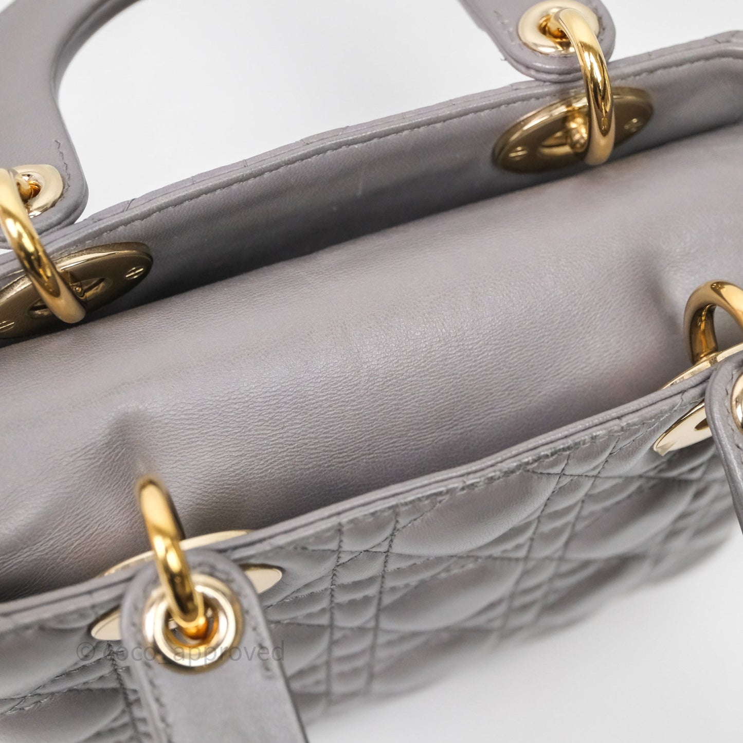 Christian Dior Small Lady Dior My ABCDior Bag Stone Gray Cannage Lambskin