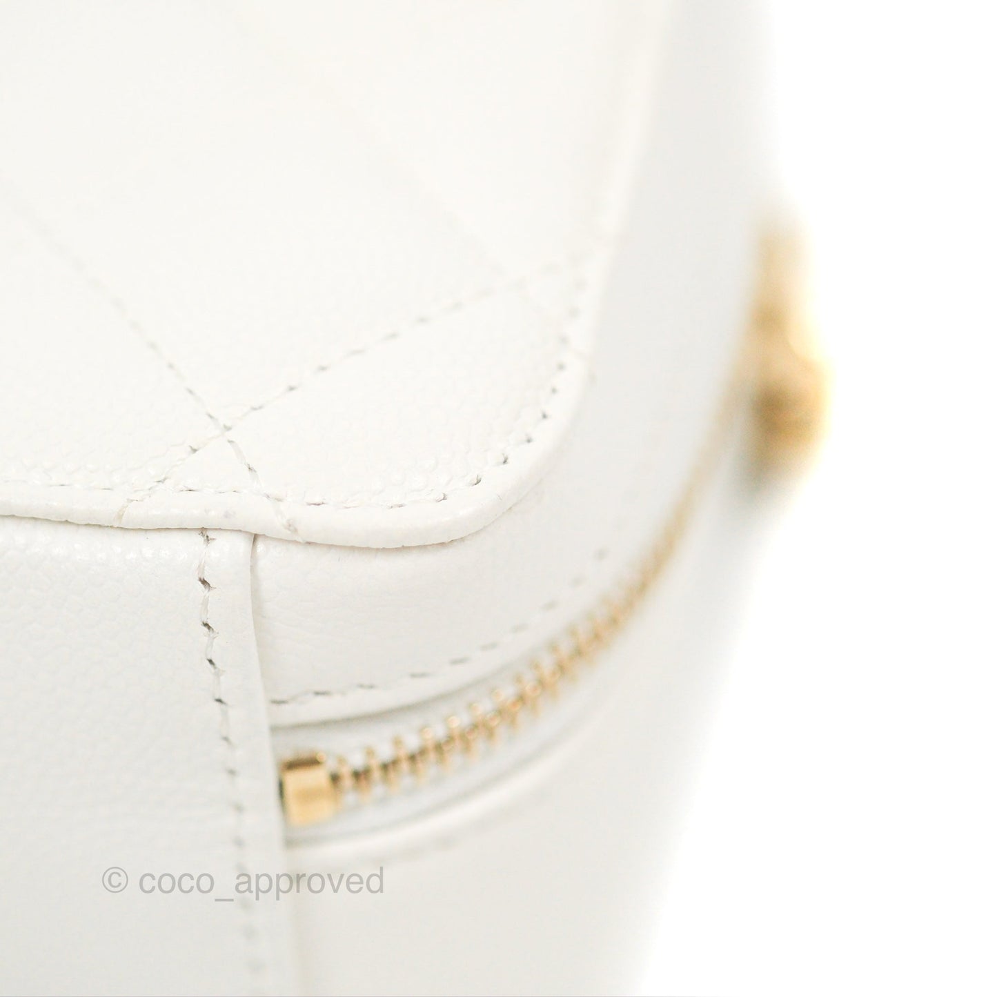 Chanel Mini Quilted Camera Case White Caviar Gold Hardware