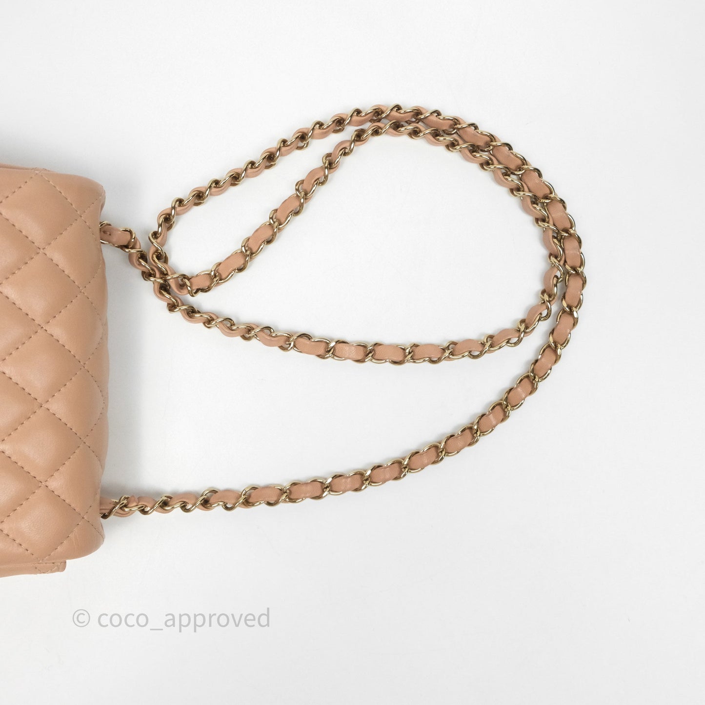 Chanel Mini Square Flap Quilted Beige Lambskin Gold Hardware