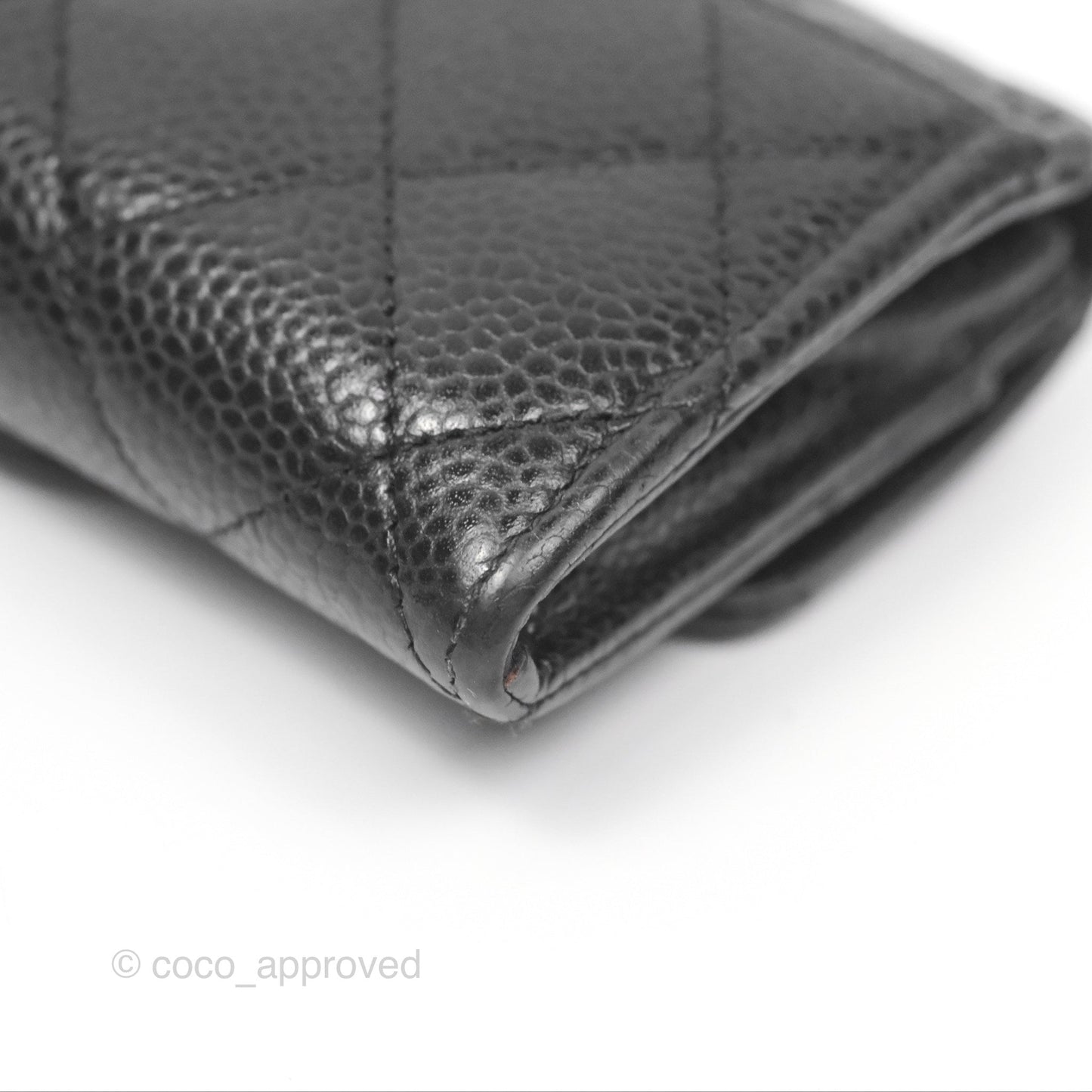 Chanel Classic Quilted Flap Card Holder Black Caviar Silver Hardware