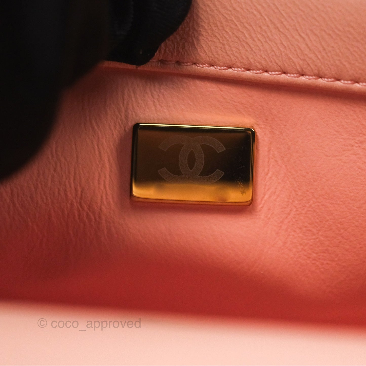 Chanel Pearl Crush Mini Square Quilted Peach Beige Lambskin Aged Gold Hardware