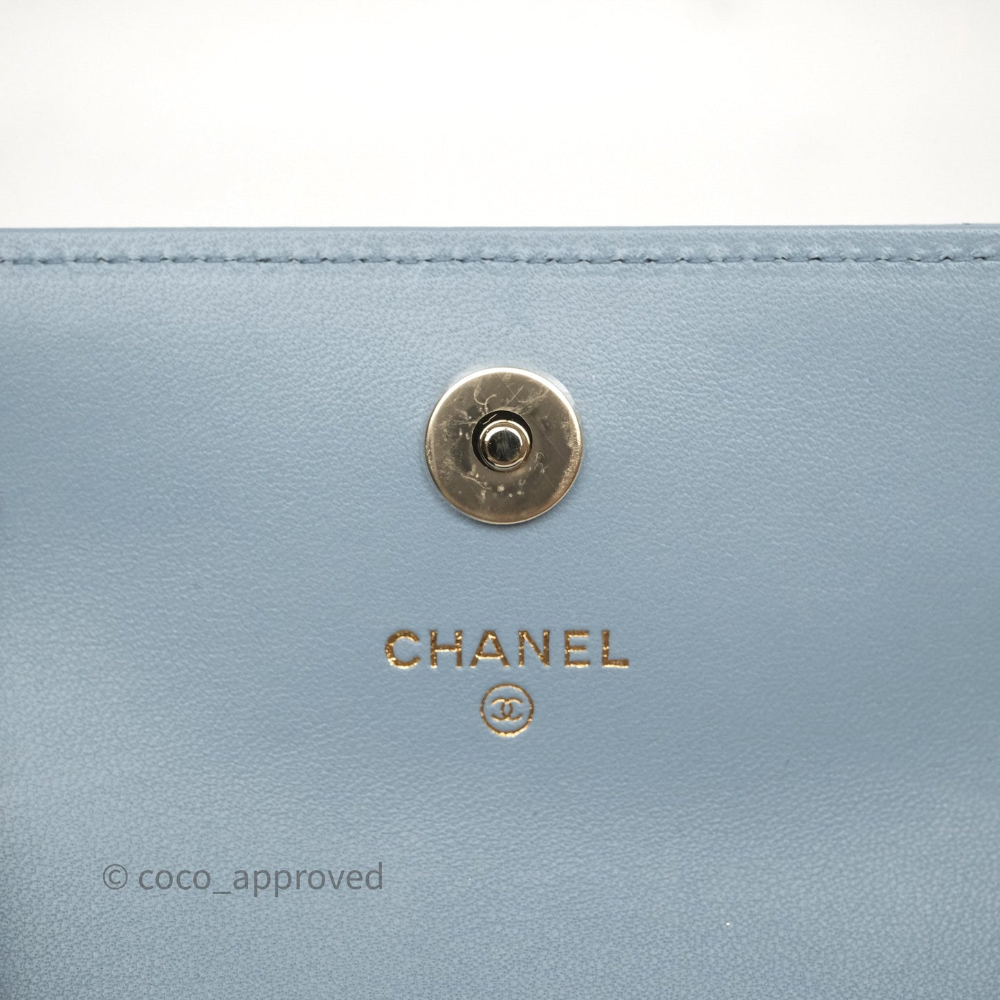 Chanel Mini Chain Around Clutch With Chain Blue Lambskin Gold Hardware