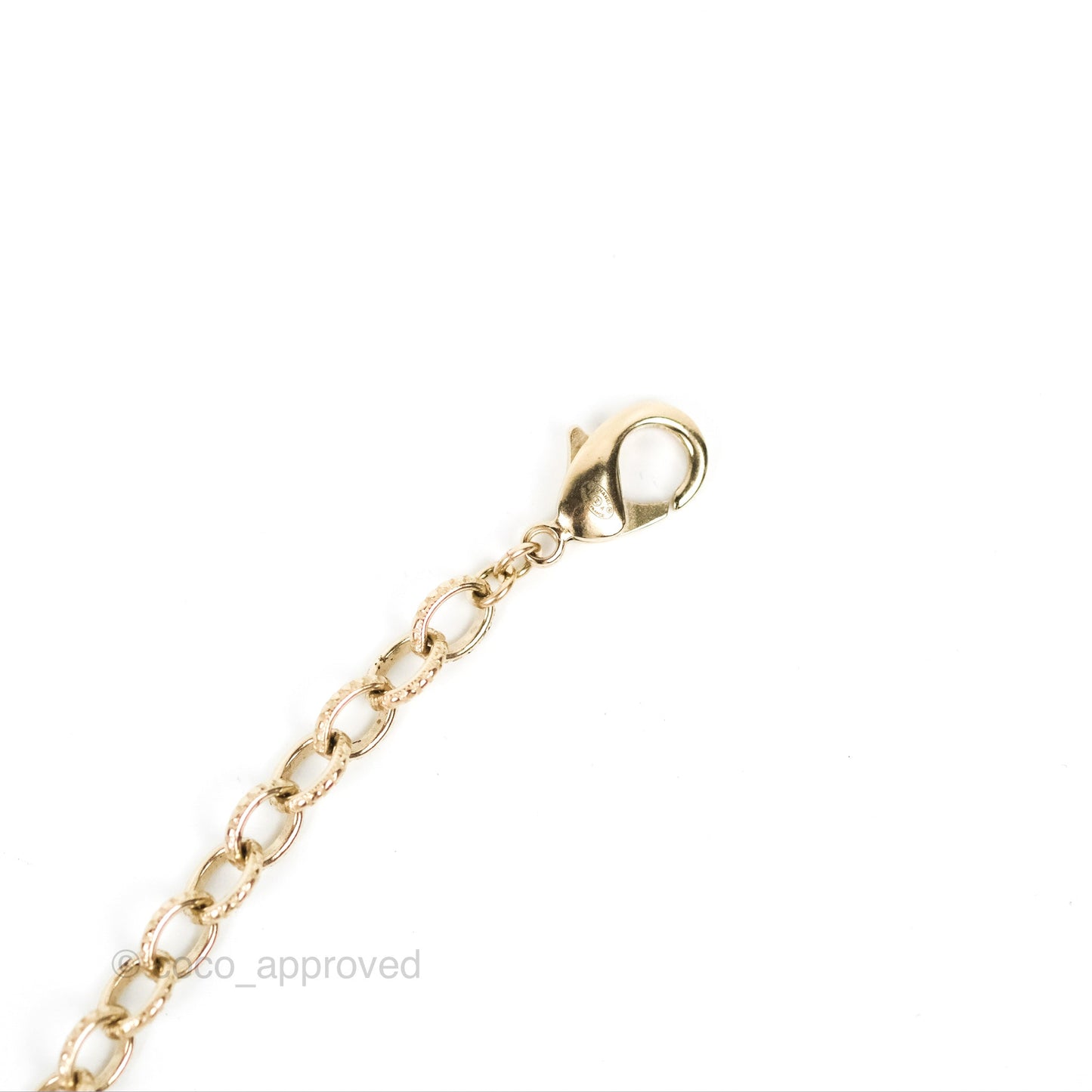 Chanel CC Pearl Gemstone Chain Long Necklace Gold Tone 16A