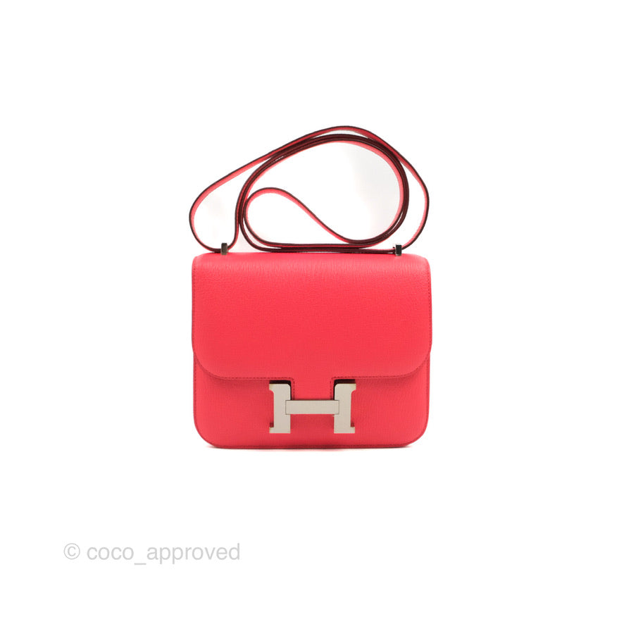 Hermès Constance Mini 18cm Rose Texas Chevre Mysore Palladium Hardware