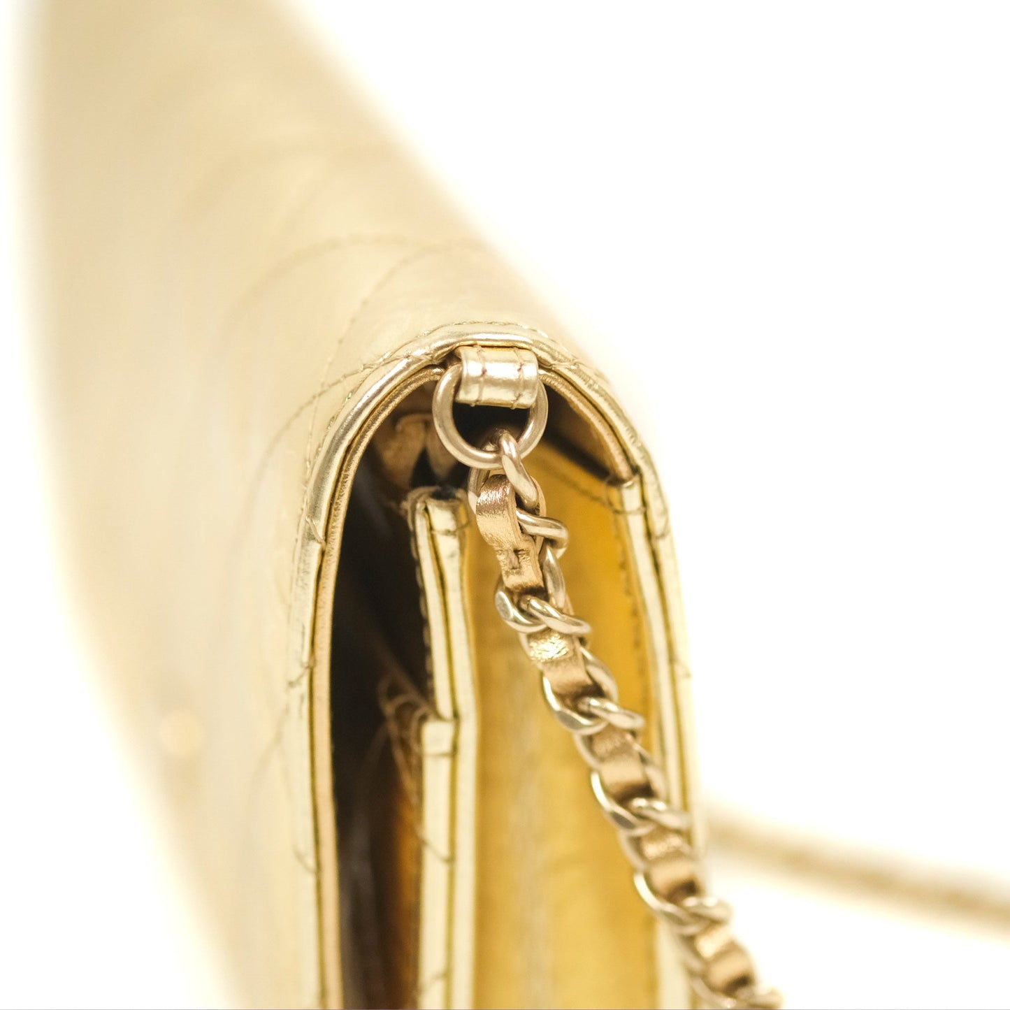 Chanel Quilted Classic Wallet on Chain WOC Metallic Gold Calfskin Gold Hardware