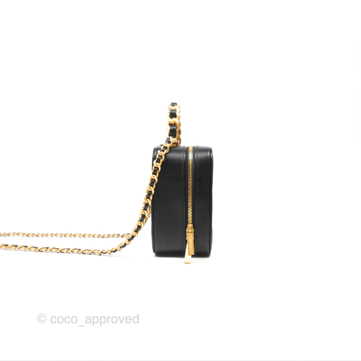 Chanel Top Handle Vanity Case Black Lambskin Aged Gold Hardware 22A