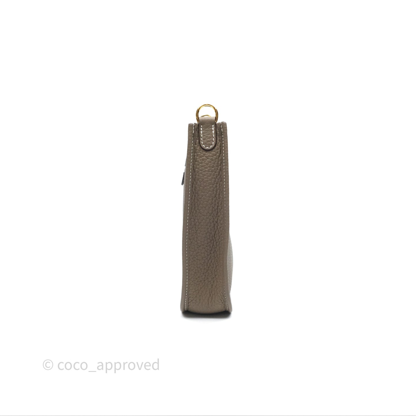 Hermès Mini Evelyne 16 Etoupe 18 Clemence Gold Hardware with Bleu Indigo Strap