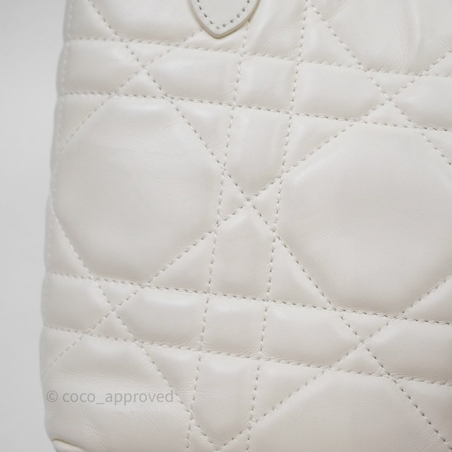 Christian Dior Small Toujours Vertical Tote Bag Latte Macrocannage Calfskin Gold Hardware