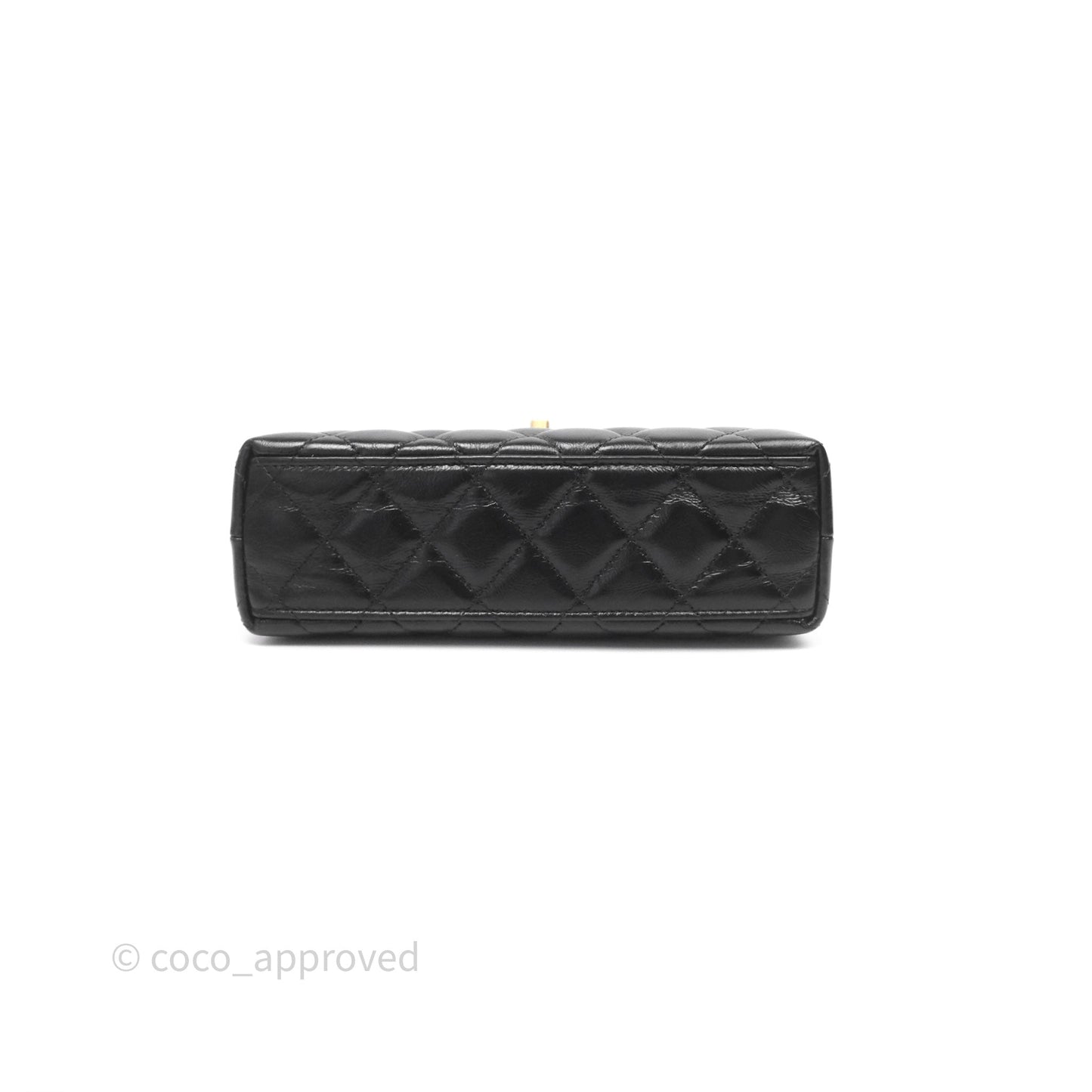 Chanel Kelly Bag Quilted Black Shiny Crumpled Calfskin Aged Gold Hardware