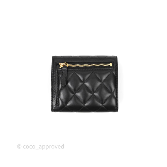 Chanel Classic Short Flap Wallet Black Lambskin Gold Hardware