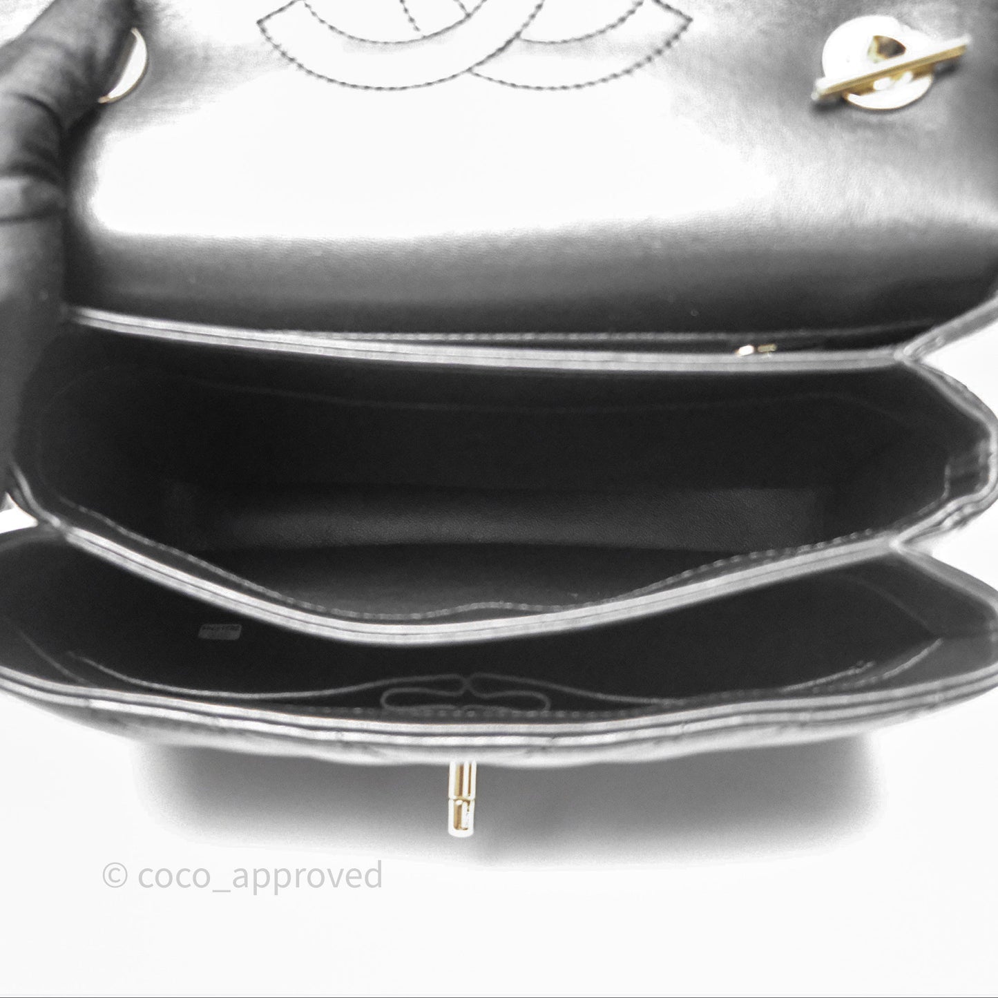 Chanel Small Trendy CC Black Chevron Lambskin Gold Hardware