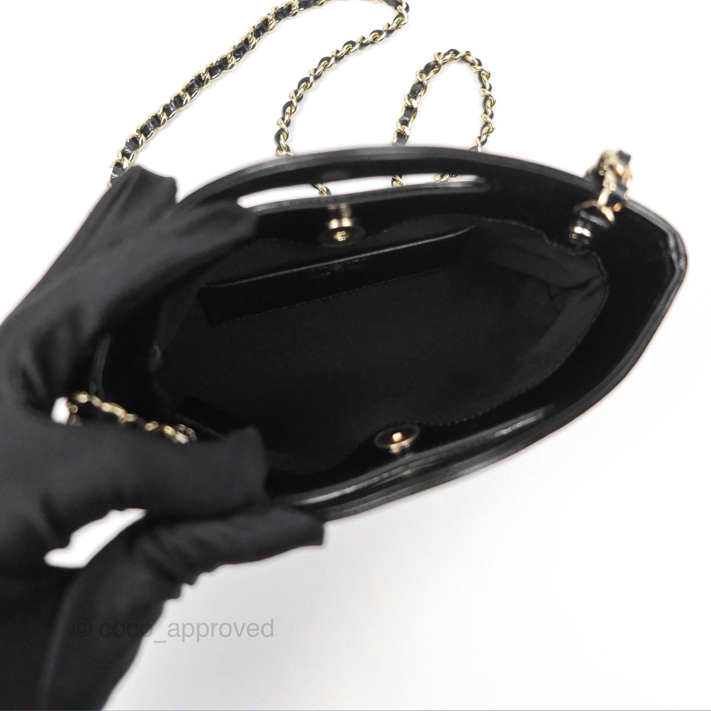 Chanel Nano 31 Black Shiny Lambskin Gold Hardware