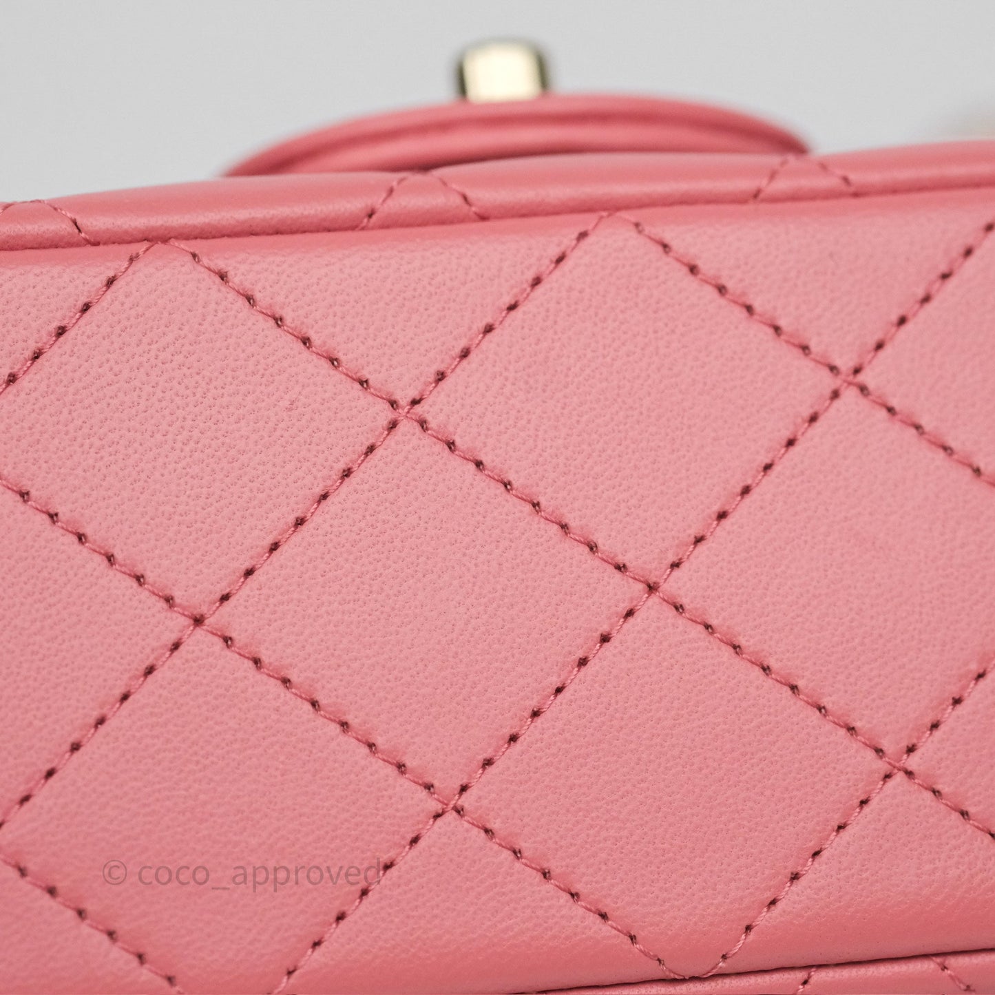 Chanel Top Handle Mini Rectangular Flap Pink Lambskin Gold Hardware