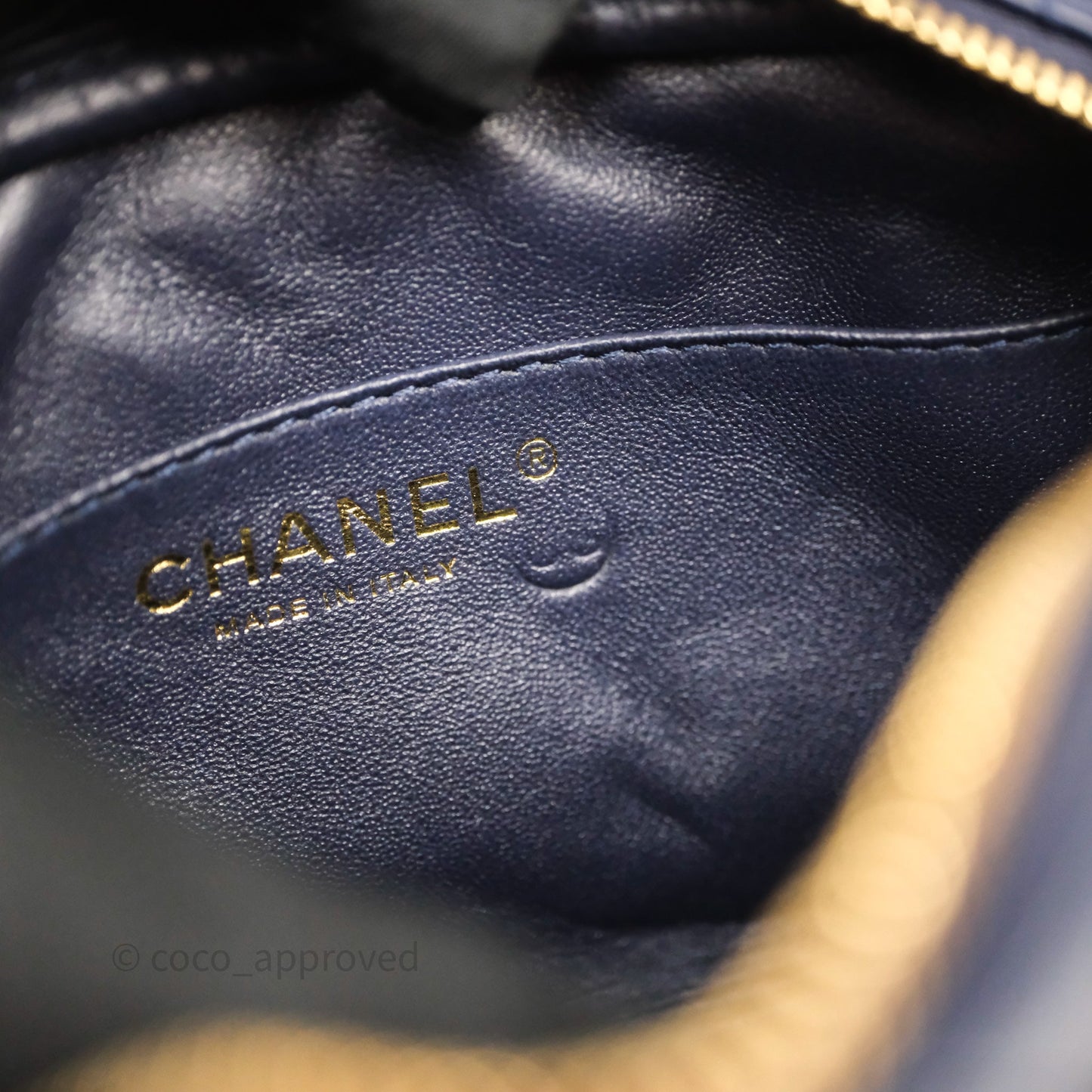 Chanel Quilted Mini Reissue Camera Case Navy Aged Calfskin Aged Gold Hardware