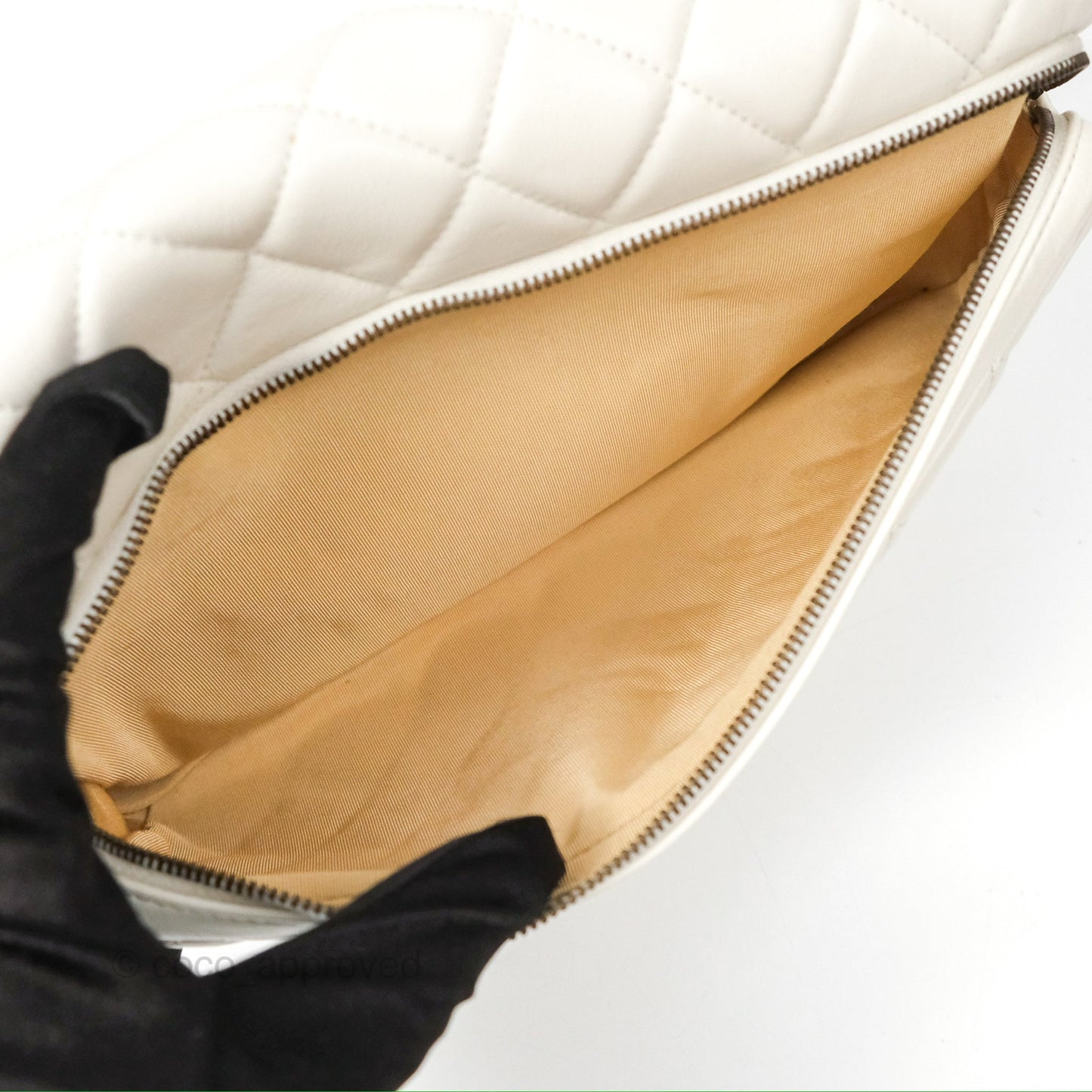 Chanel CC Crown Flap White Calfskin Antique Gold Hardware