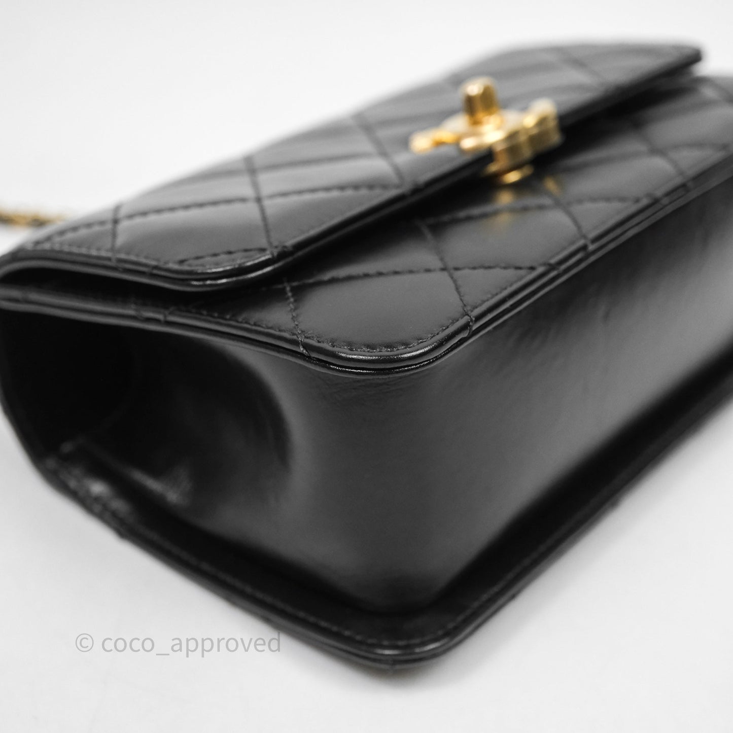 Chanel Mini Perfect Fit Adjustable Chain Black Calfskin Aged Gold Hardware