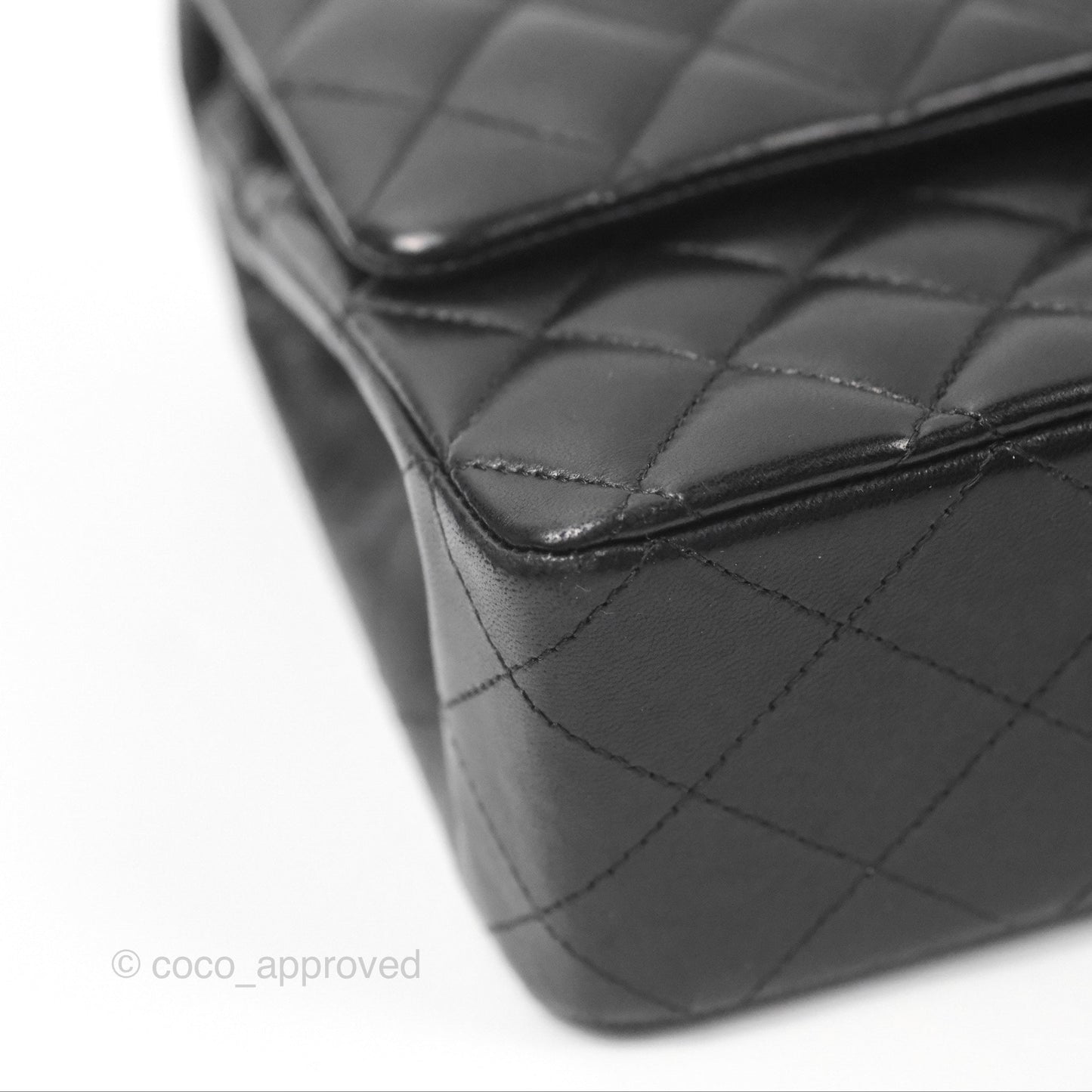 Chanel Classic M/L Medium Flap Quilted Black Lambskin Gold Hardware