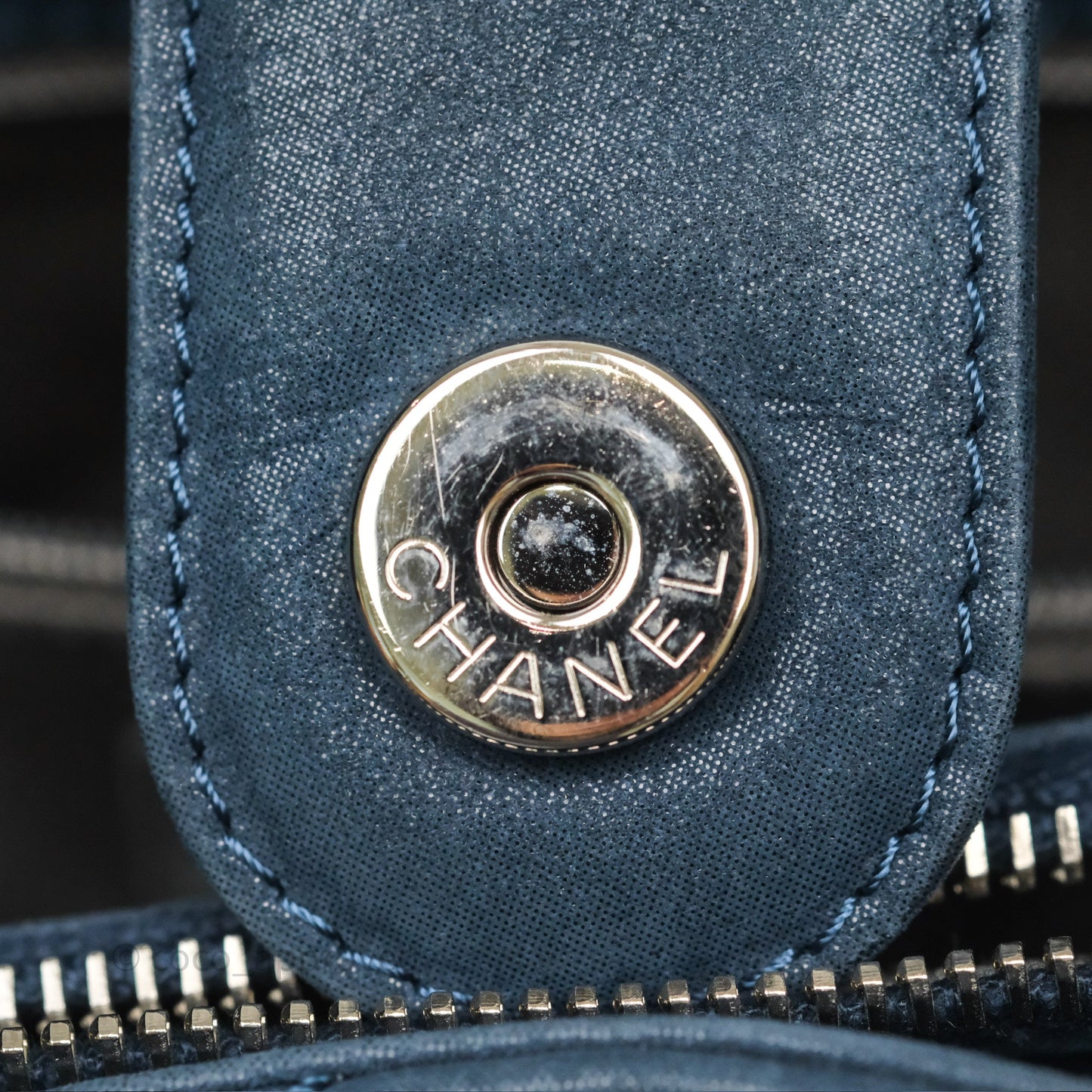 Chanel Small Sea Hit Tote Navy Iridescent Calfskin Silver Hardware