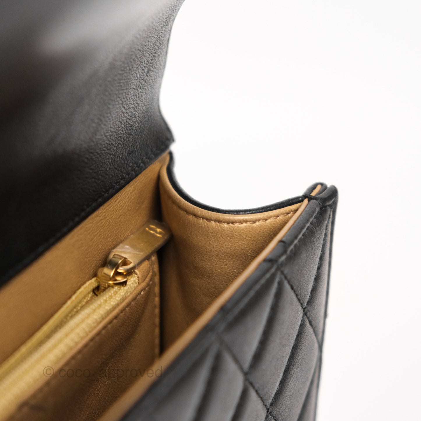 Chanel Small Chic Pearls Flap Quilted Black Goatskin Aged Gold Hardware