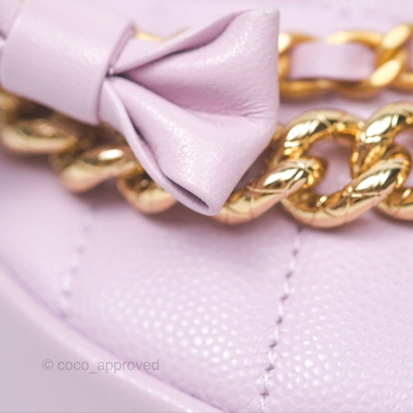Chanel Bow Hobo Pouch Lilac Caviar Gold Hardware 24S