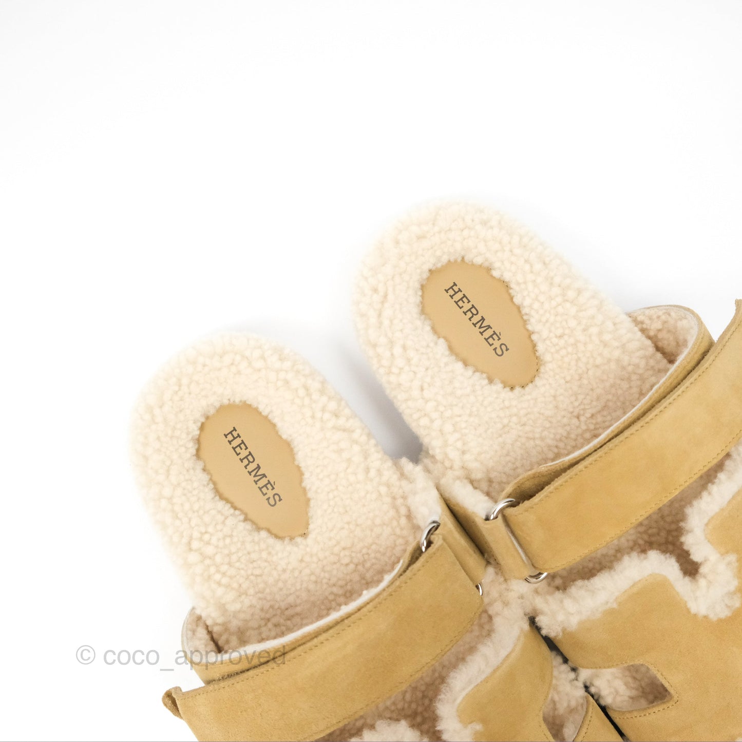 Hermès Chypre Sandal Shearling Beige Albâtre / Écru Suede Goatskin