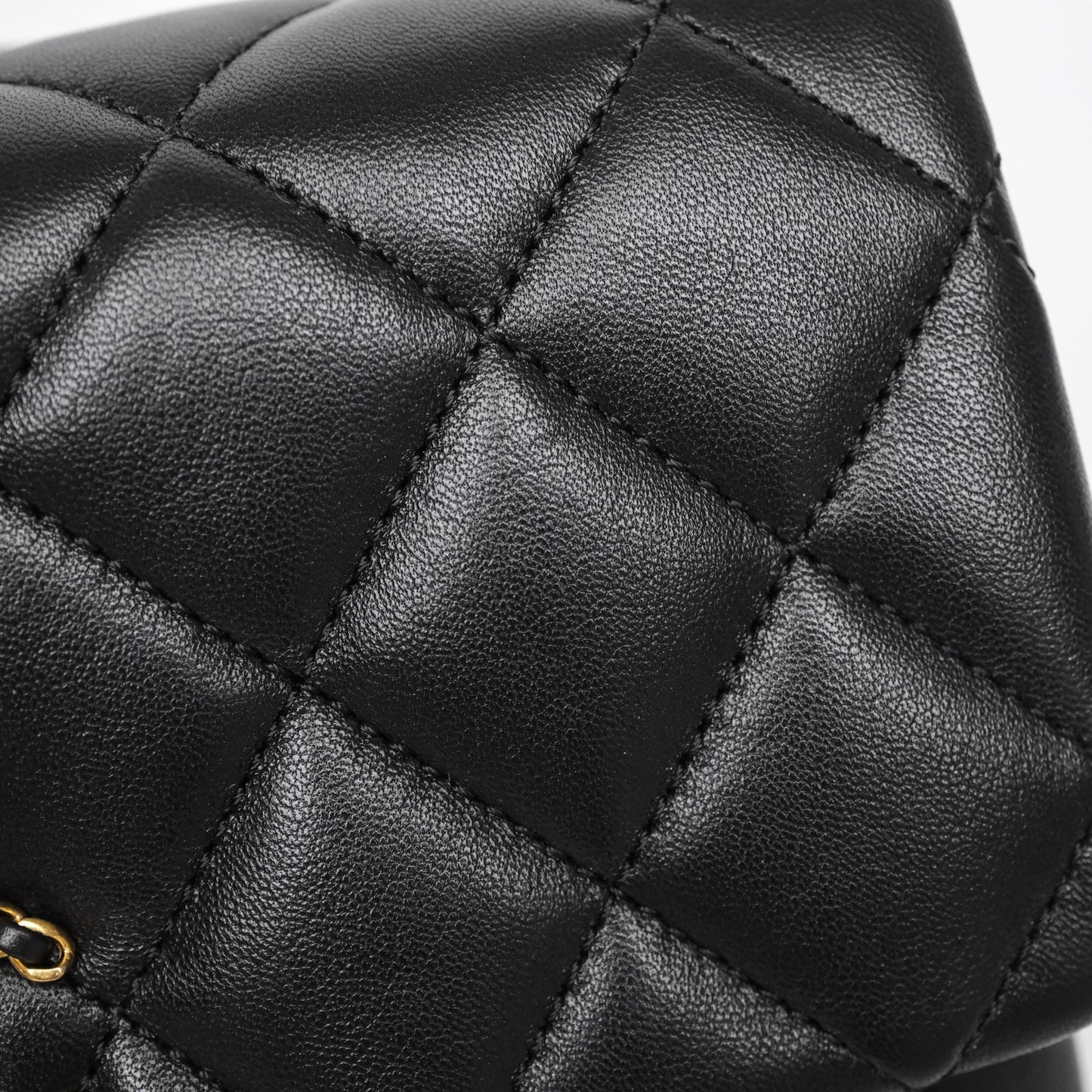 Chanel Quilted Accordion Flap Bag with Button on Chain Black Lambskin Aged Gold Hardware 22A