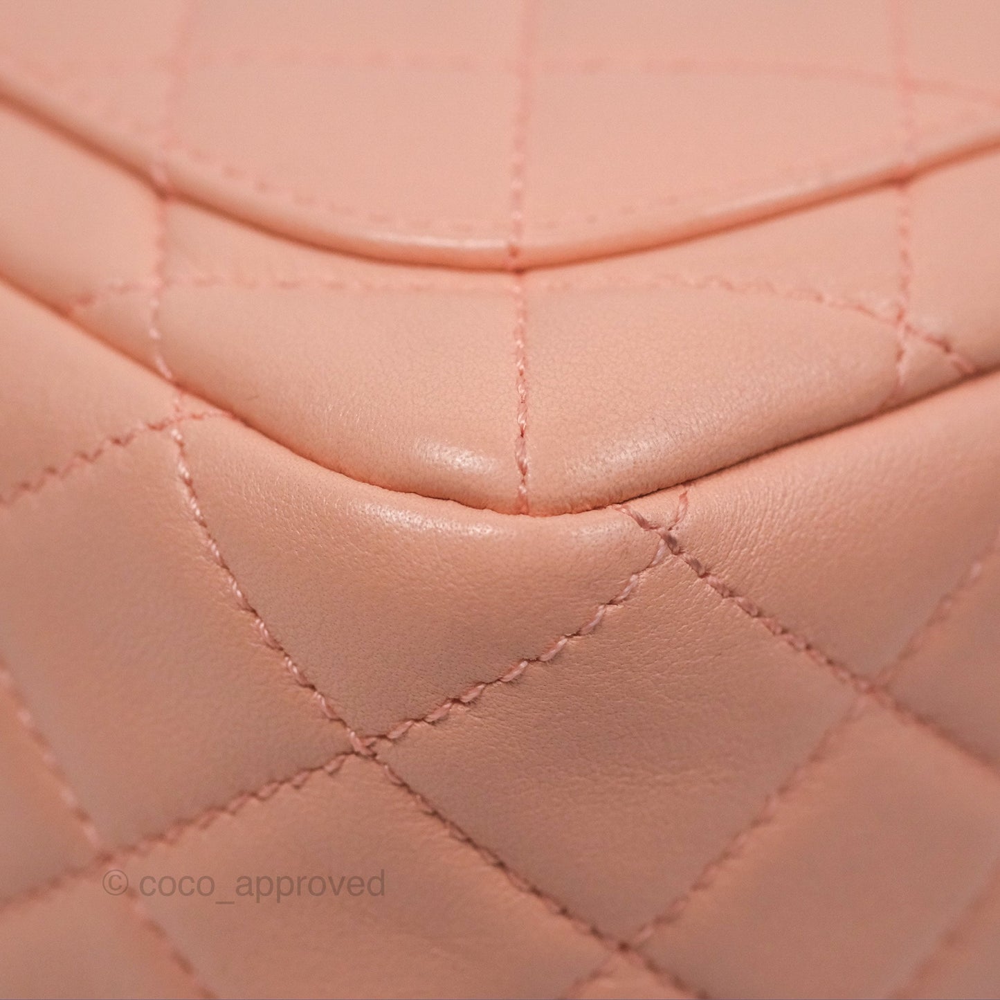 Chanel Pearl Crush Mini Square Quilted Peach Beige Lambskin Aged Gold Hardware