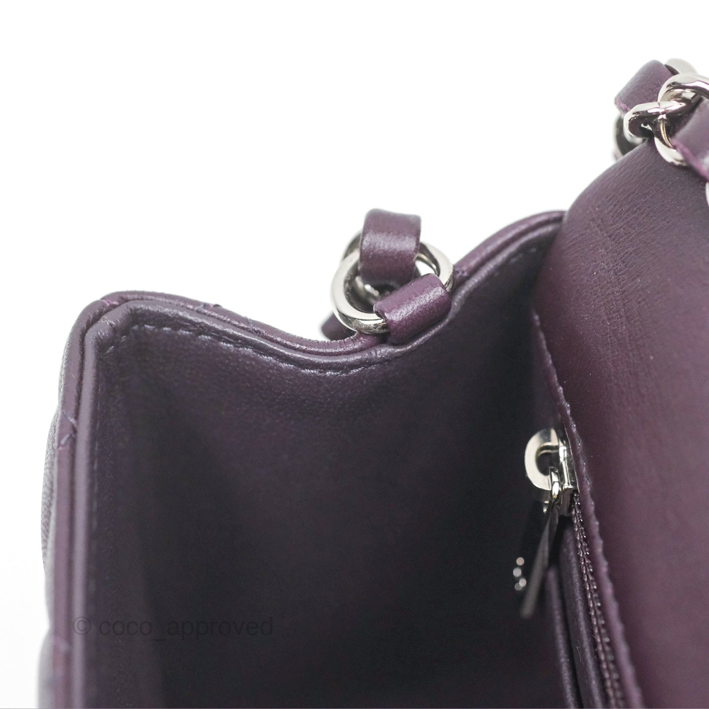 Chanel Mini Rectangular Quilted Dark Purple Lambskin Silver Hardware