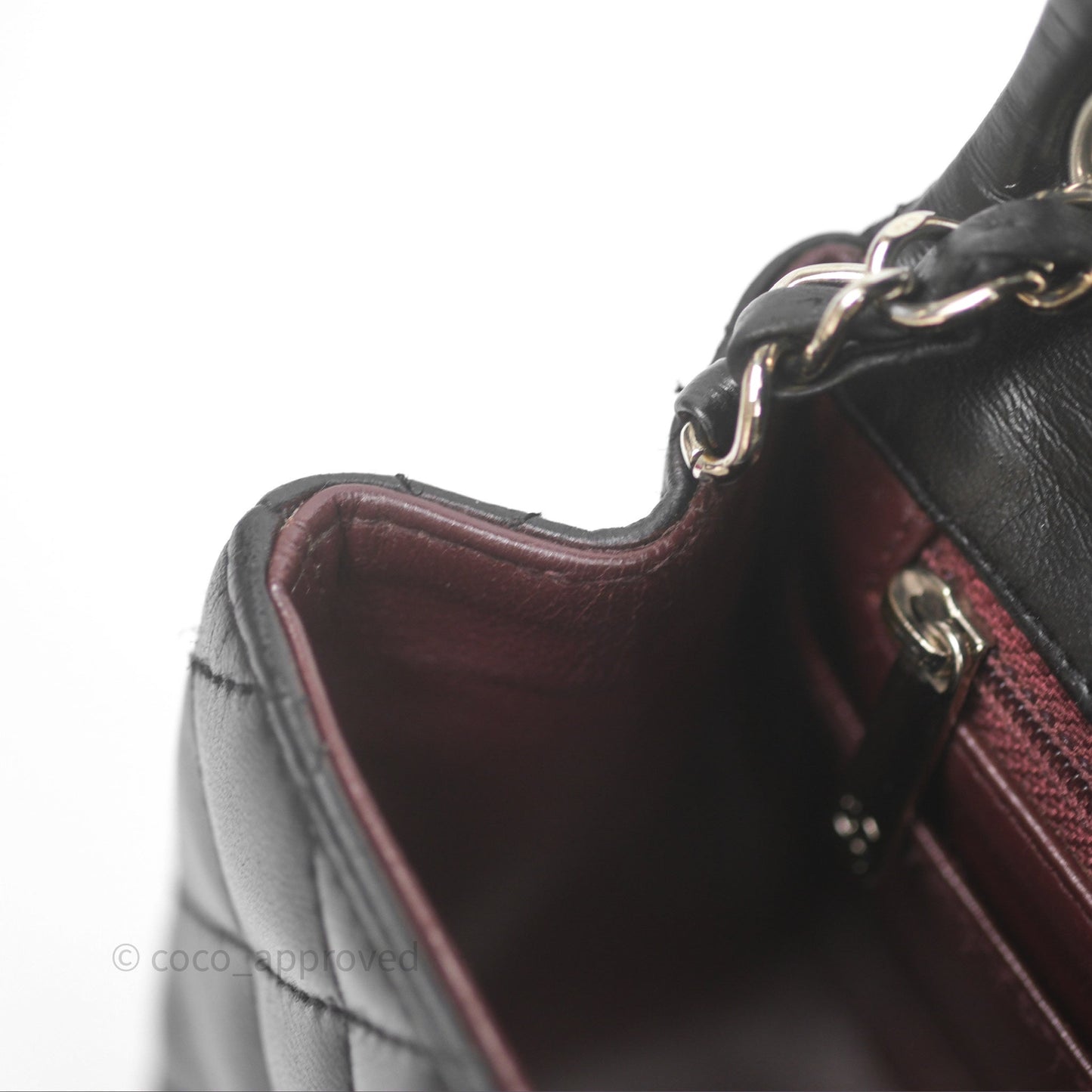 Chanel Mini Square Flap Quilted Black Lambskin Silver Hardware