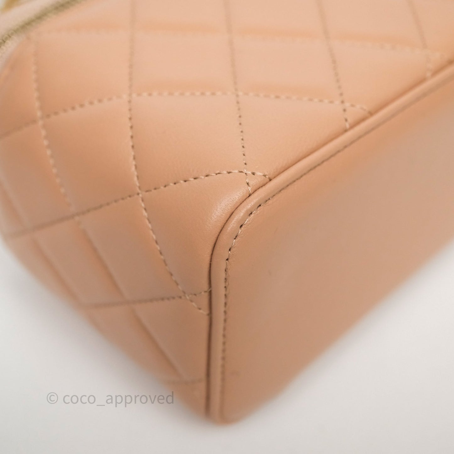 Chanel Top Handle Vanity Lambskin Beige Bag Gold Hardware