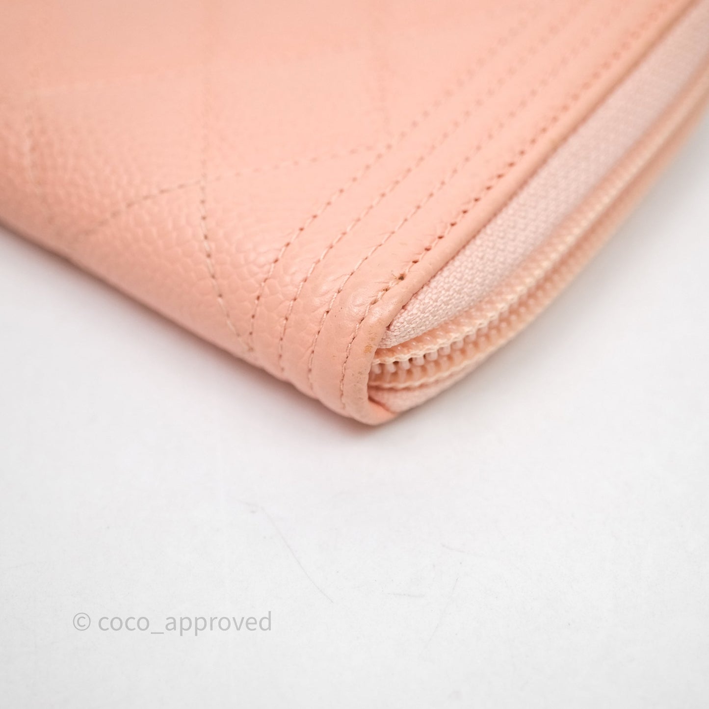 Chanel Boy Zip Long Wallet Pink Caviar Gold Hardware