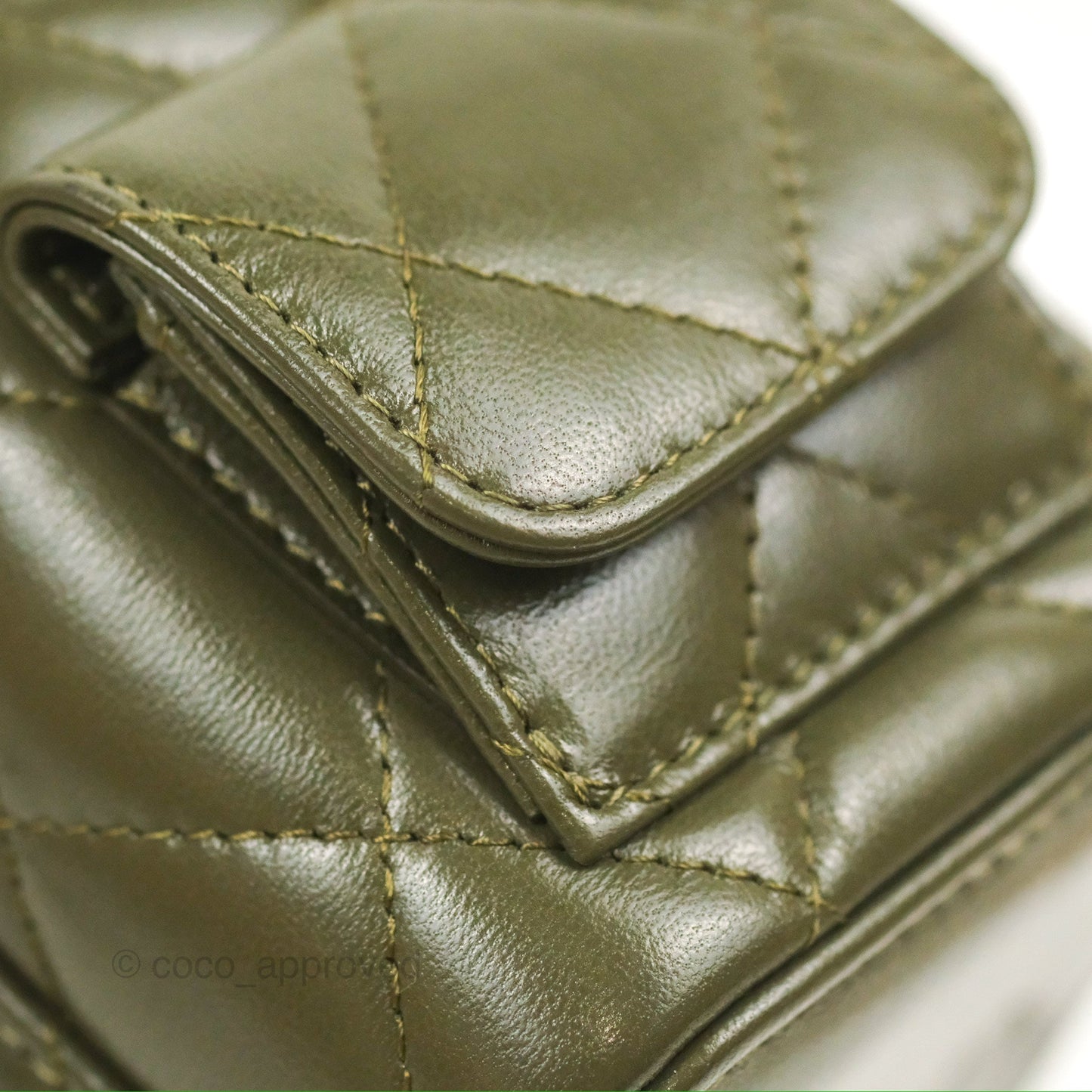 Chanel Cargo Pocket Top Handle Vanity with Chain Khaki Green Lambskin 22K