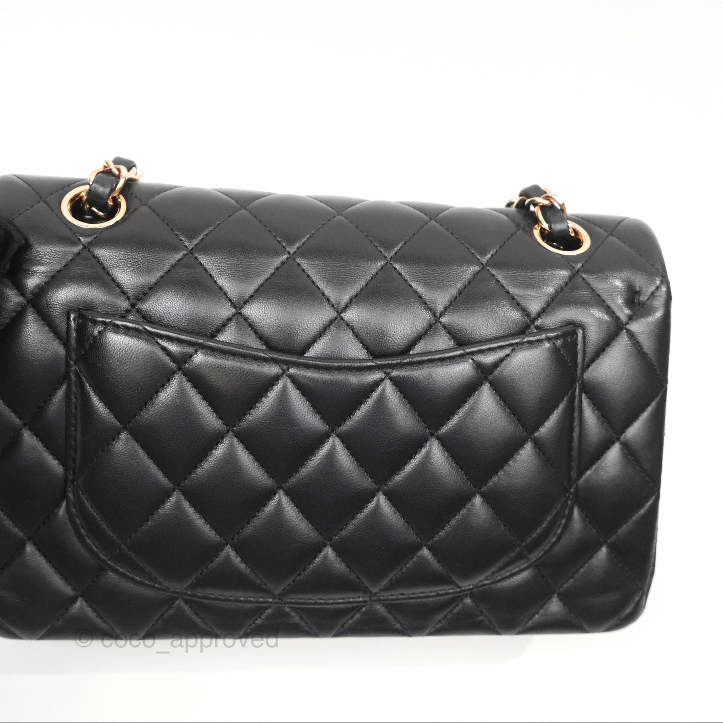 Chanel Small Classic Quilted Flap Black Lambskin Rose Gold Hardware