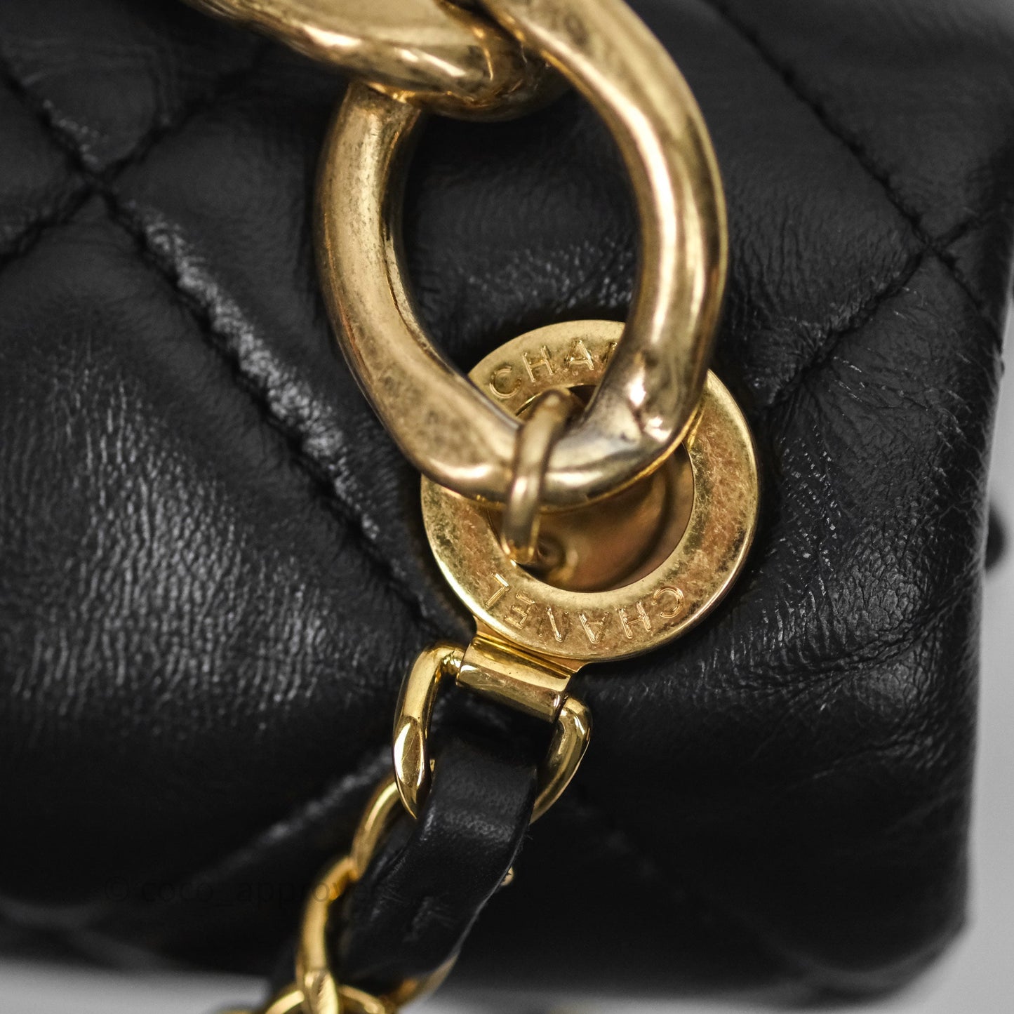 Chanel Quilted Color Match Chain Flap Black Lambskin Gold Hardware