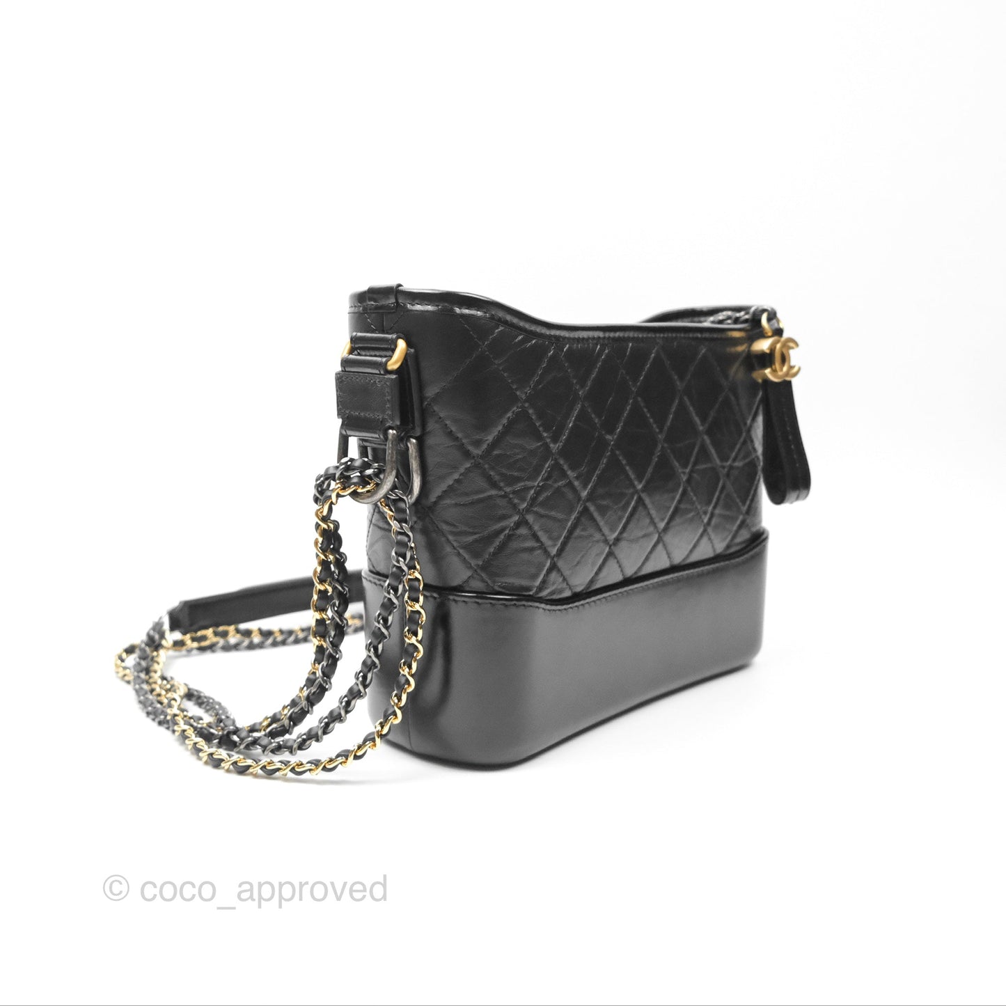 Chanel New Medium Gabrielle Hobo Quilted Black Aged Calfskin