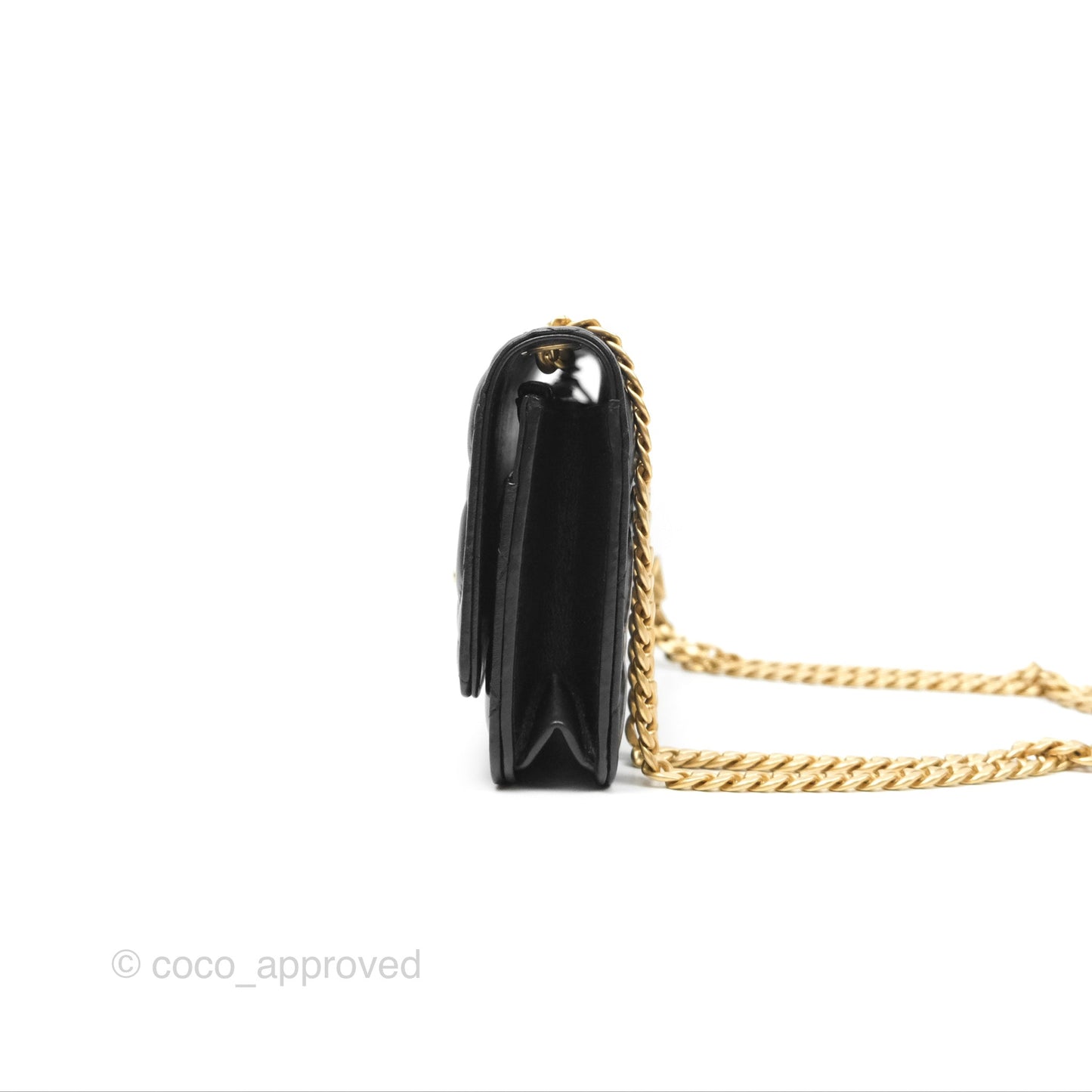 Chanel All Slide Wallet on Chain WOC Adjustable Chain Quilted Black Lambskin 22K