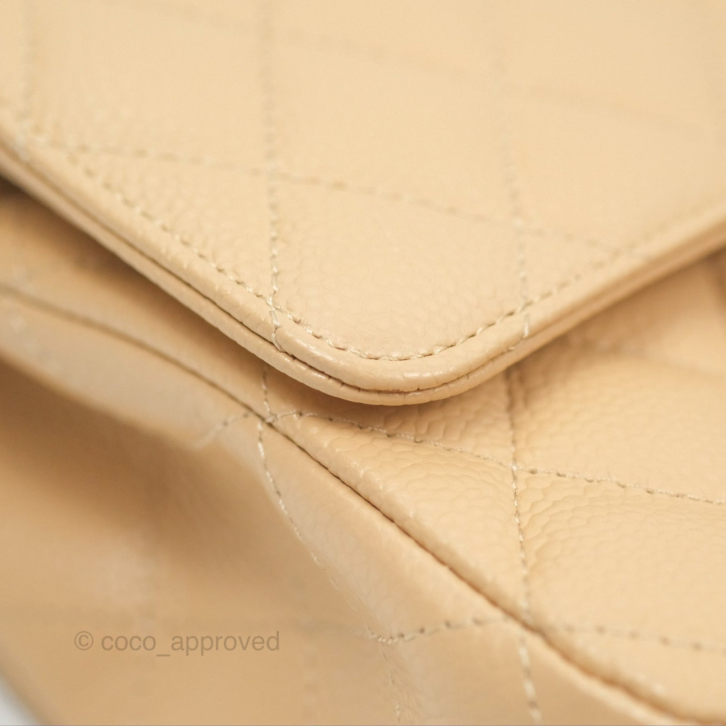 Chanel Classic M/L Medium Flap Quilted Beige Caviar Gold Hardware