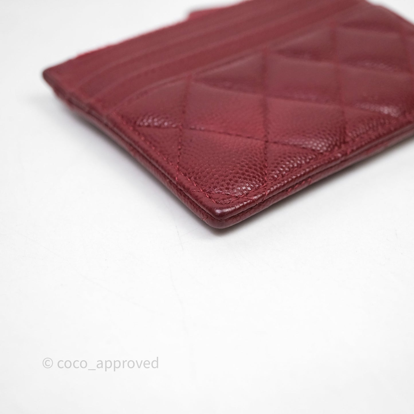 Chanel Classic Caviar Zipped Card Holder Burgundy Gold Hardware