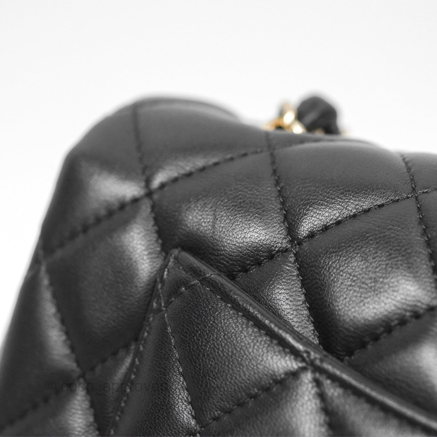 Chanel Quilted Mini Rectangular Black Lambskin Gold Hardware