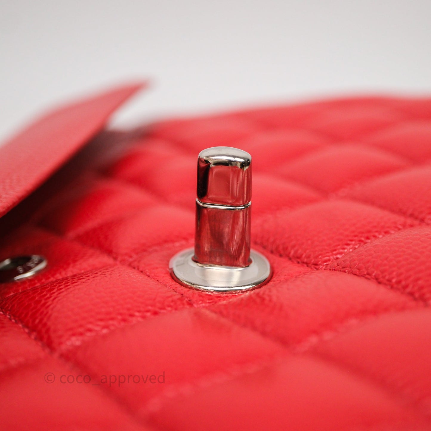 Chanel Small Classic Flap Quilted Red Caviar Silver Hardware