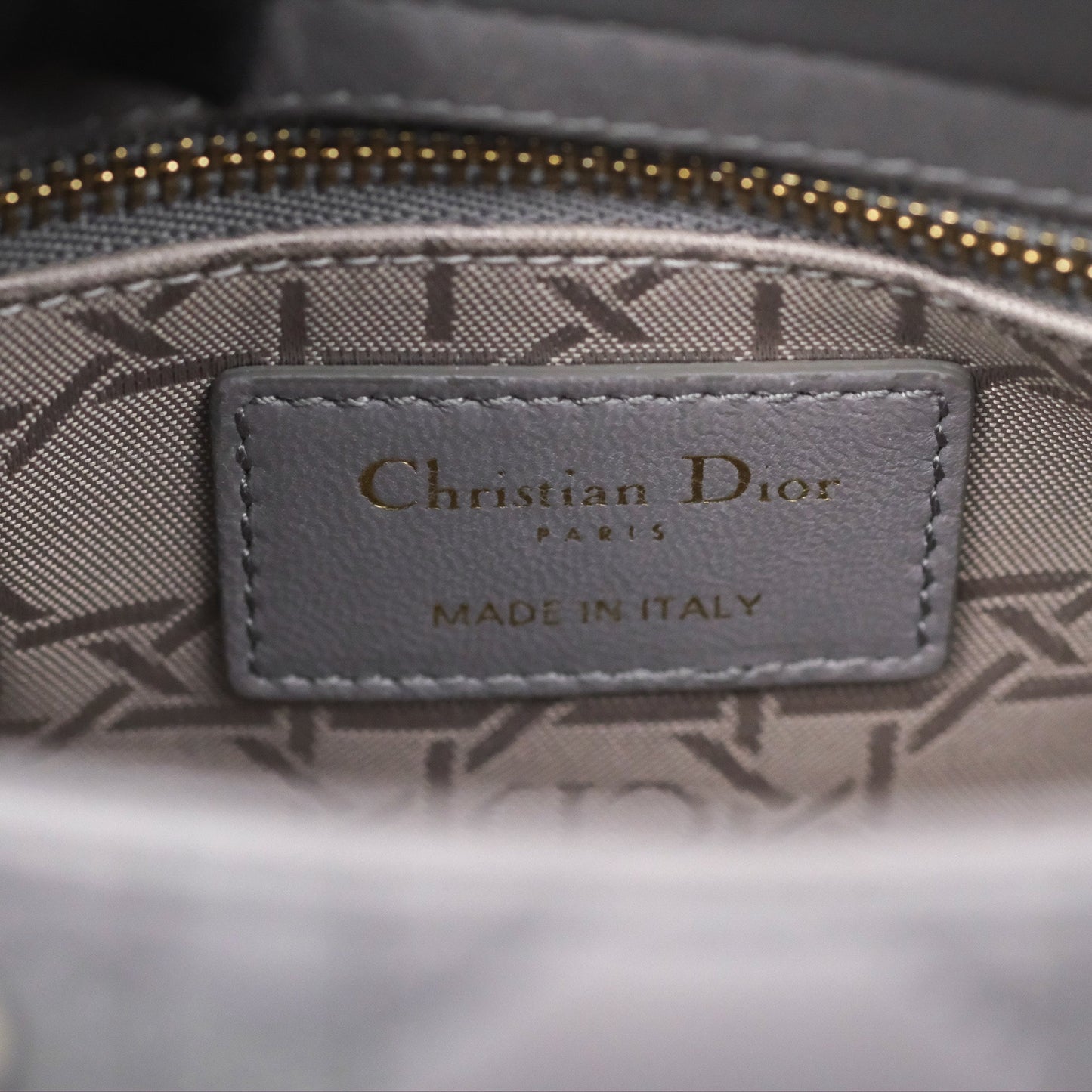 Christian Dior Mini Lady Dior Grey Lambskin Cannage Gold Hardware