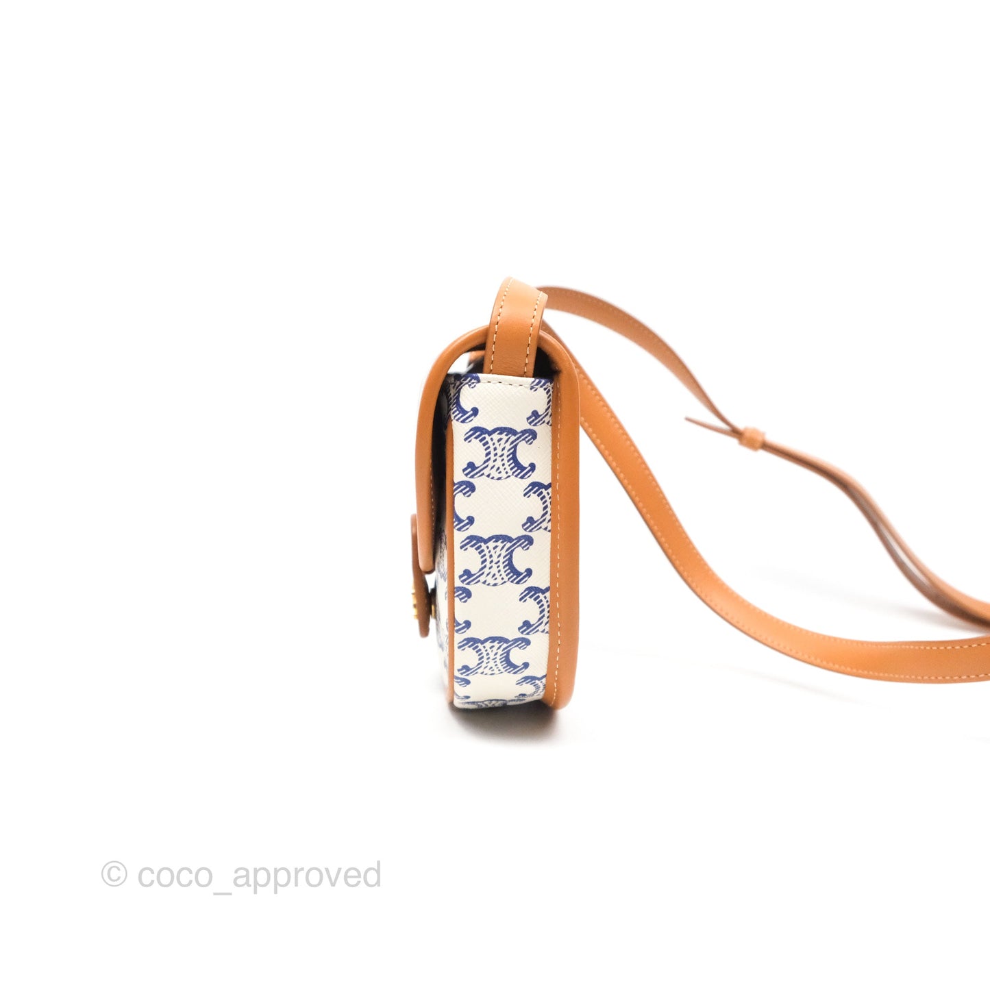 Celine Mini Besace Triomphe Embroidery Calfskin White/ Blue